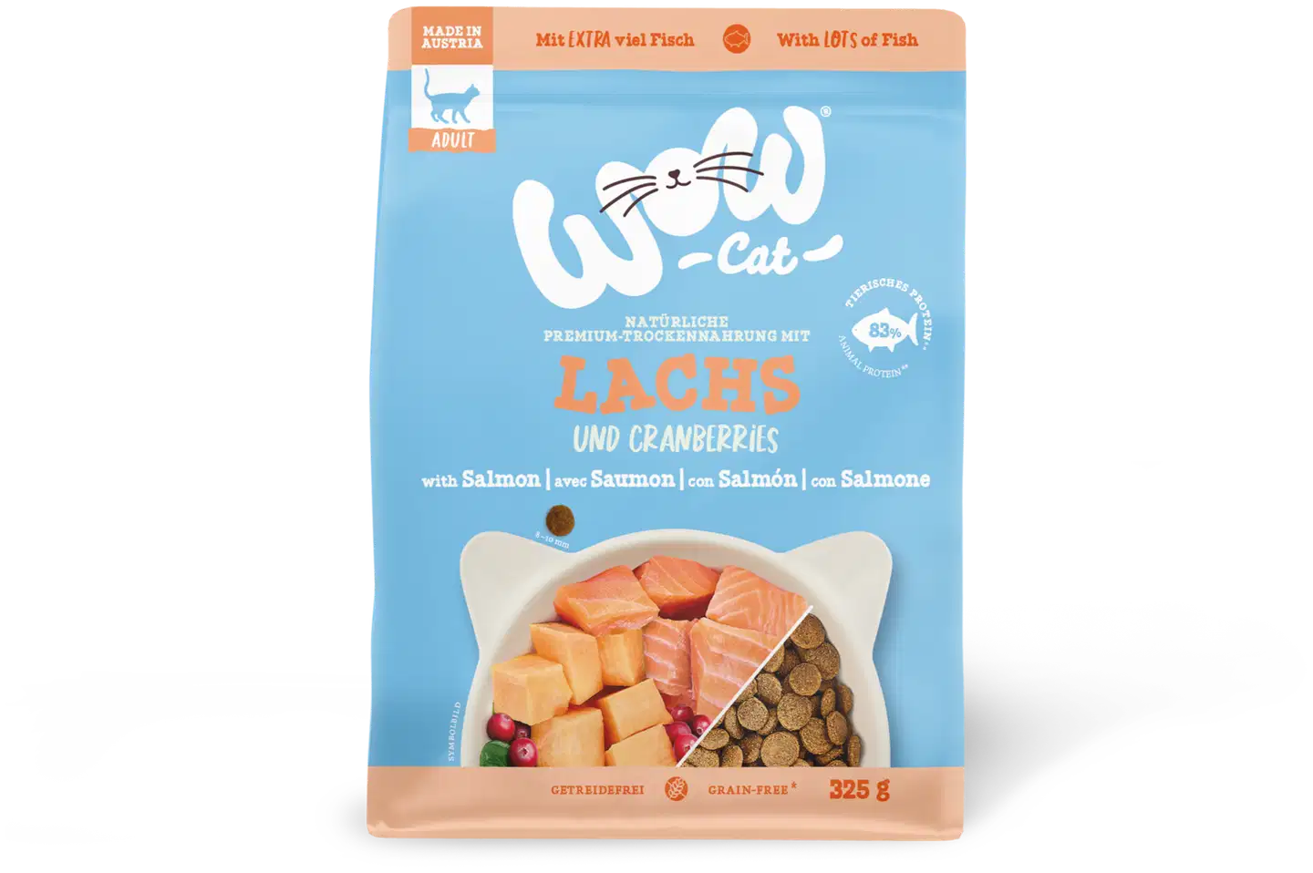 WOW CAT ADULT Lohi kuivaruoka 325 g