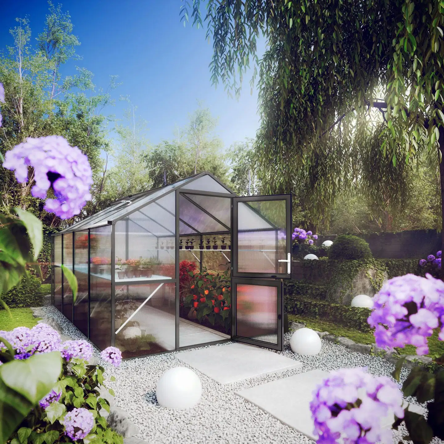 Kreative Gartentechnik kasvihuone Rose IV 10 m2 antrasiitinharmaa - 3