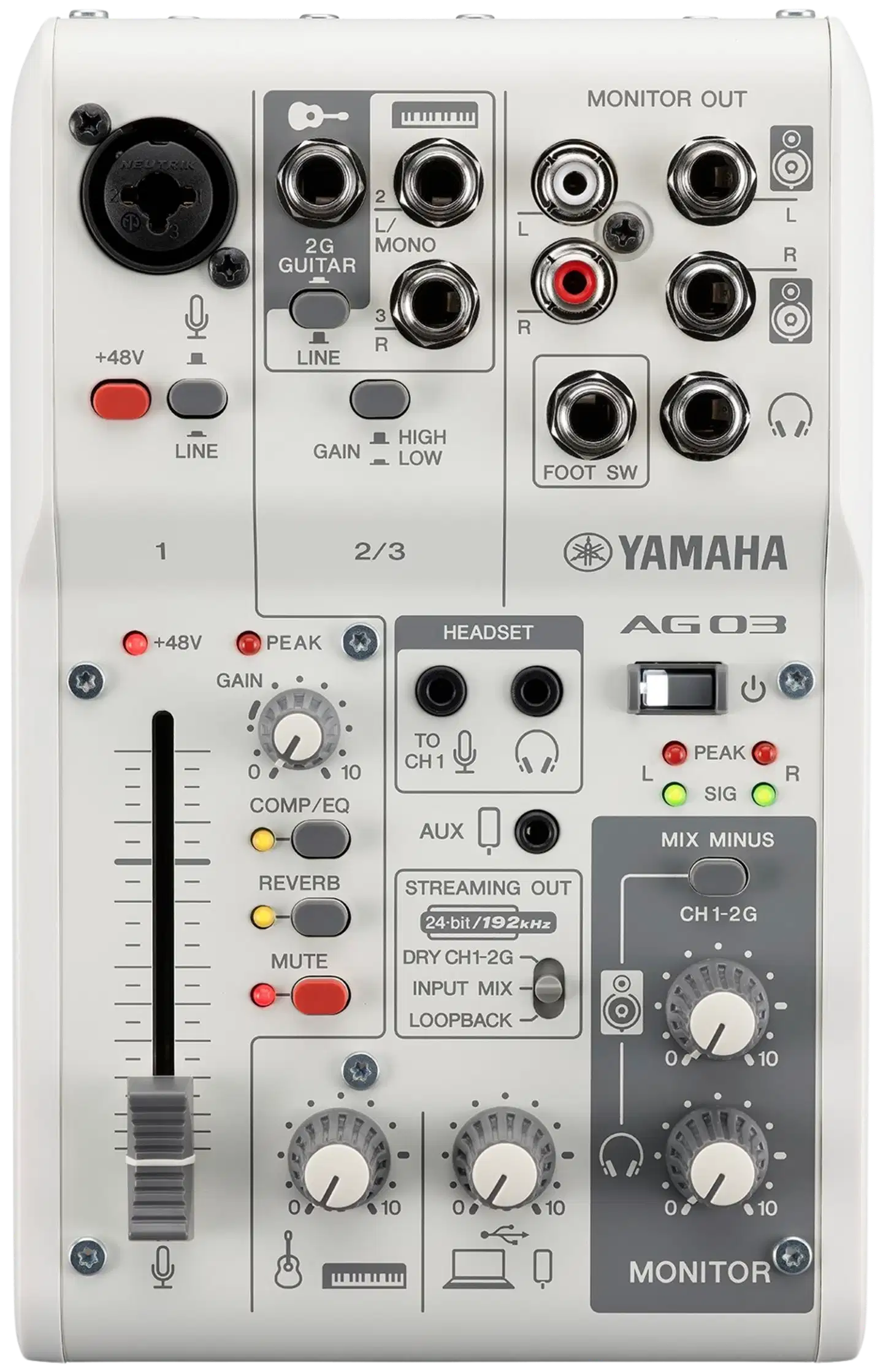 Yamaha livestriimausmikseri AG03mk2W - 2
