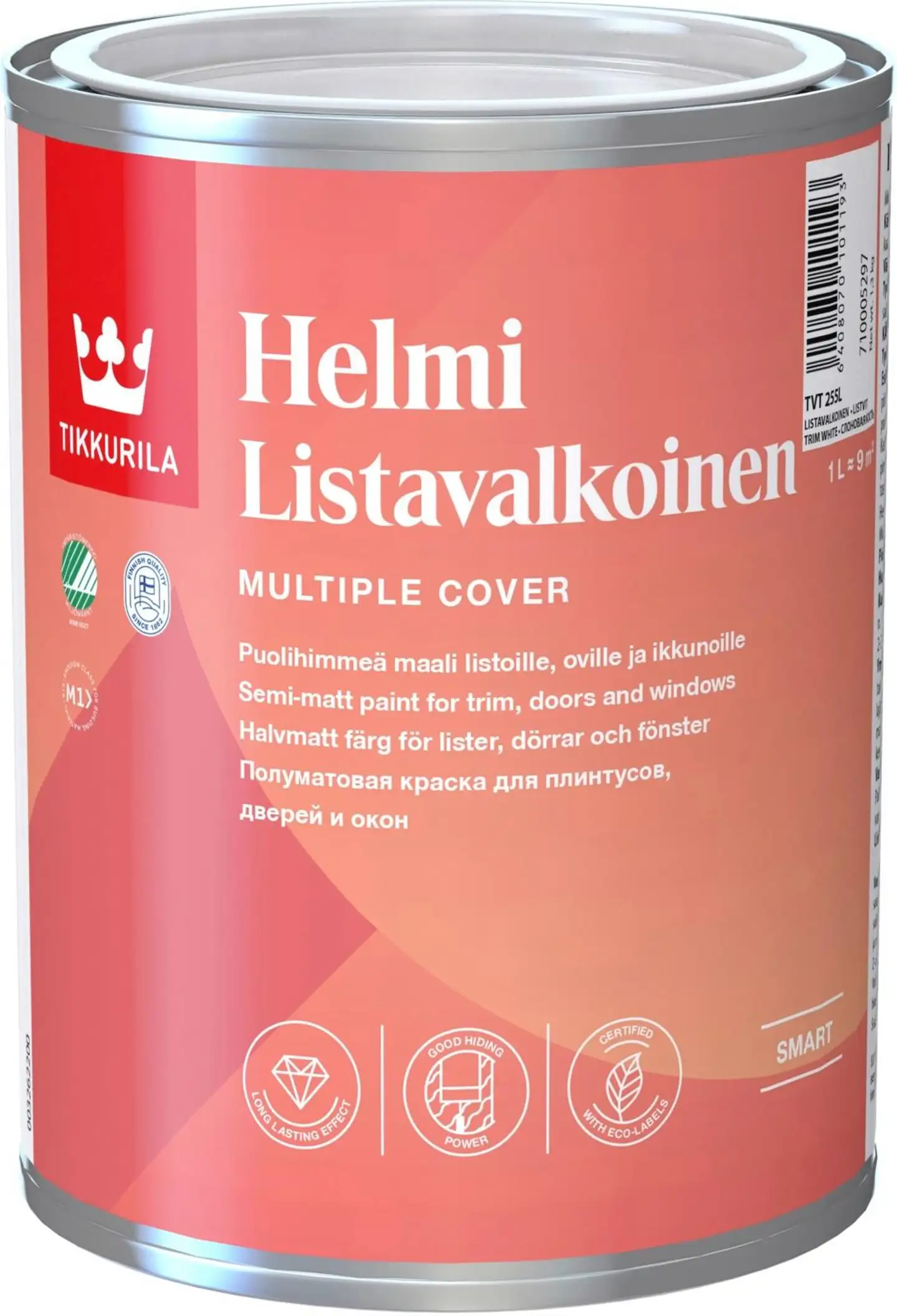 Tikkurila Helmi Listavalkoinen 1 l 255L puolihimmeä