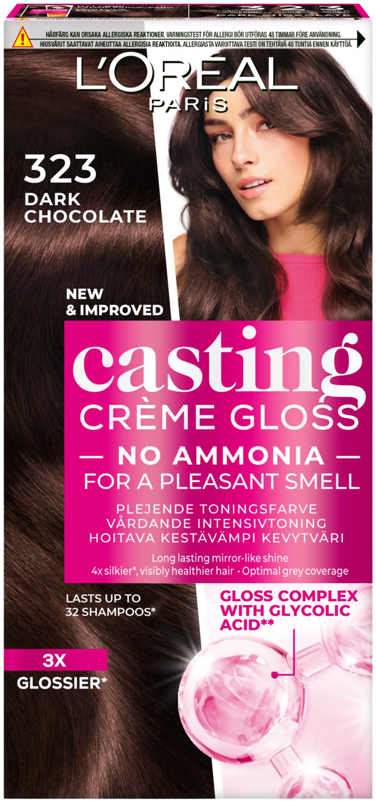 L'Oréal Paris Casting Crème Gloss 323 Dark Chocolate Tummanruskea Helmiäinen kevytväri 1kpl - 1