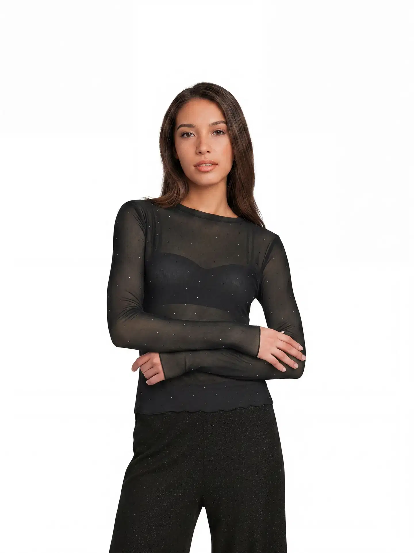 WKLY. naisten mesh-trikoopusero 213W362669 - black - 1