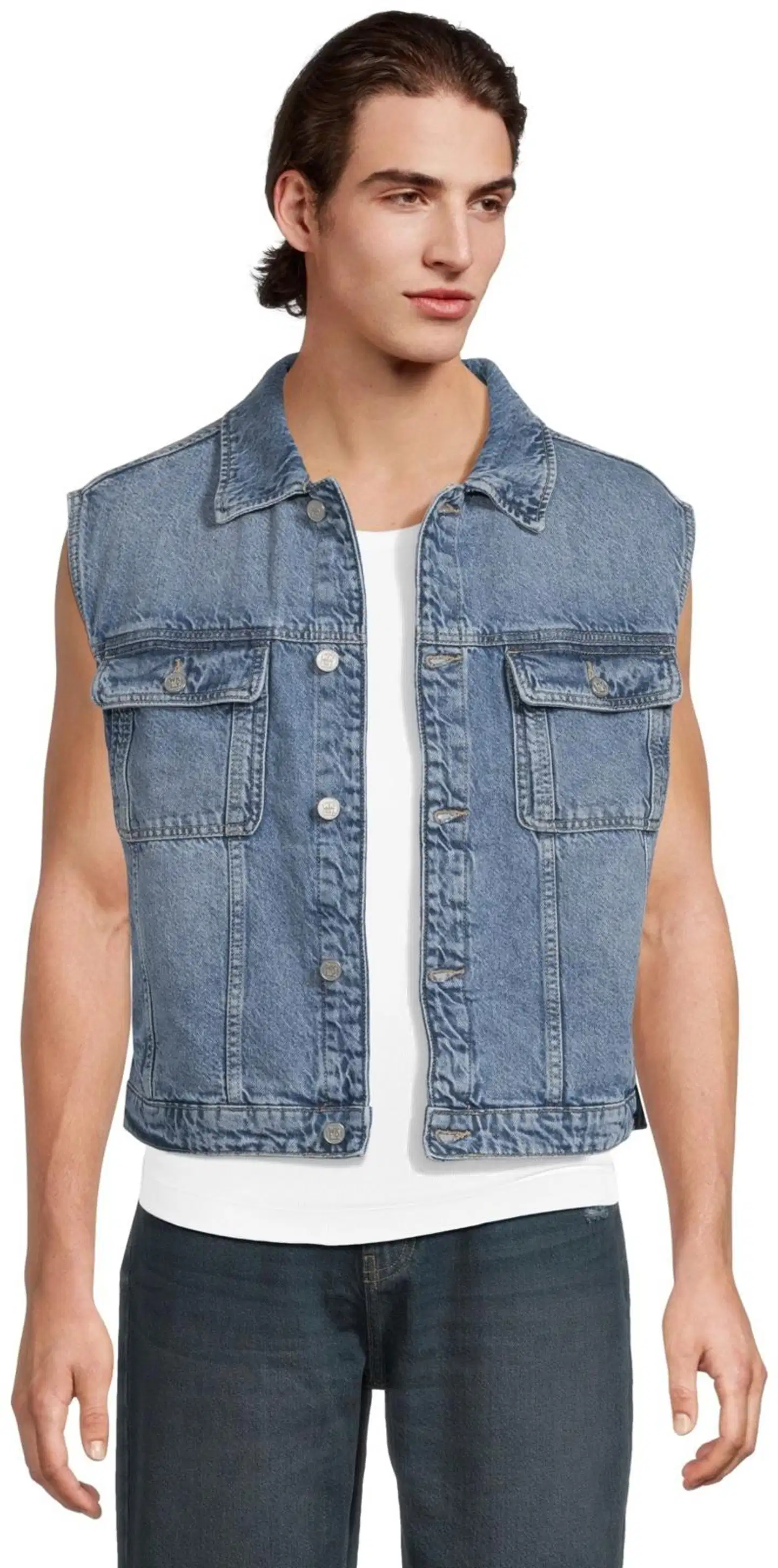 WKLY. miesten farkkuliivi 194W042605 - Mid-blue denim - 1