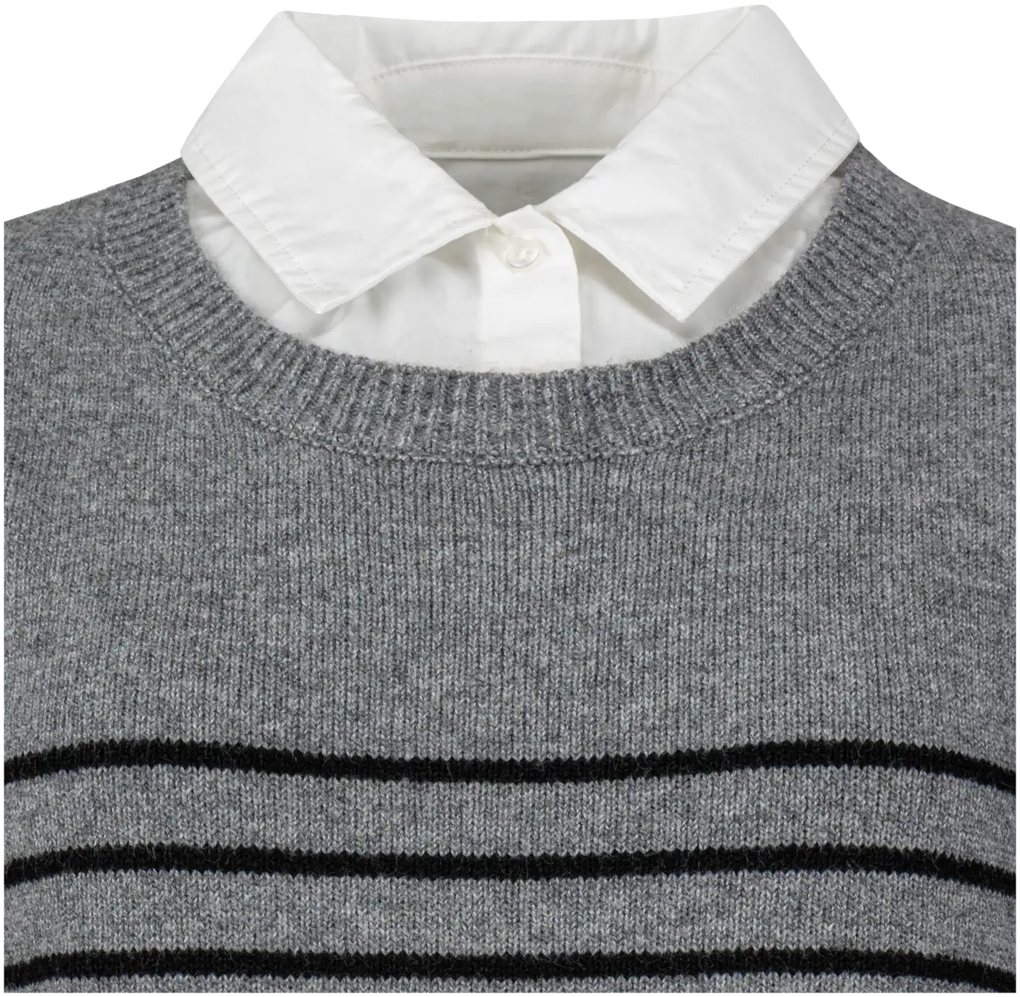 TEX naisten raidallinen kauluspaita-neule I997034 - GREY CHINE - 2