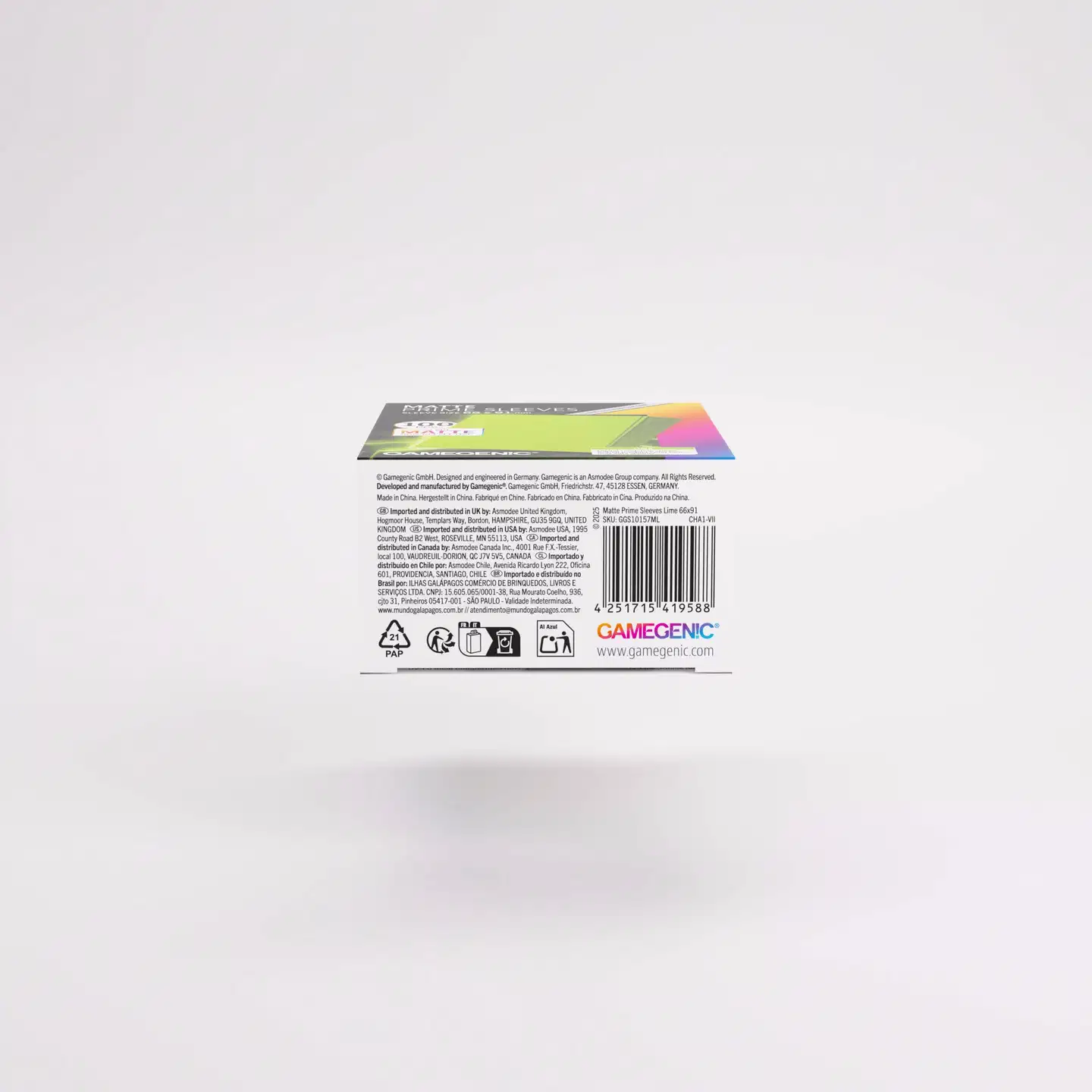 Gamegenic Matte Prime -korttisuojat 66 × 91 mm, limenvihreä - 4