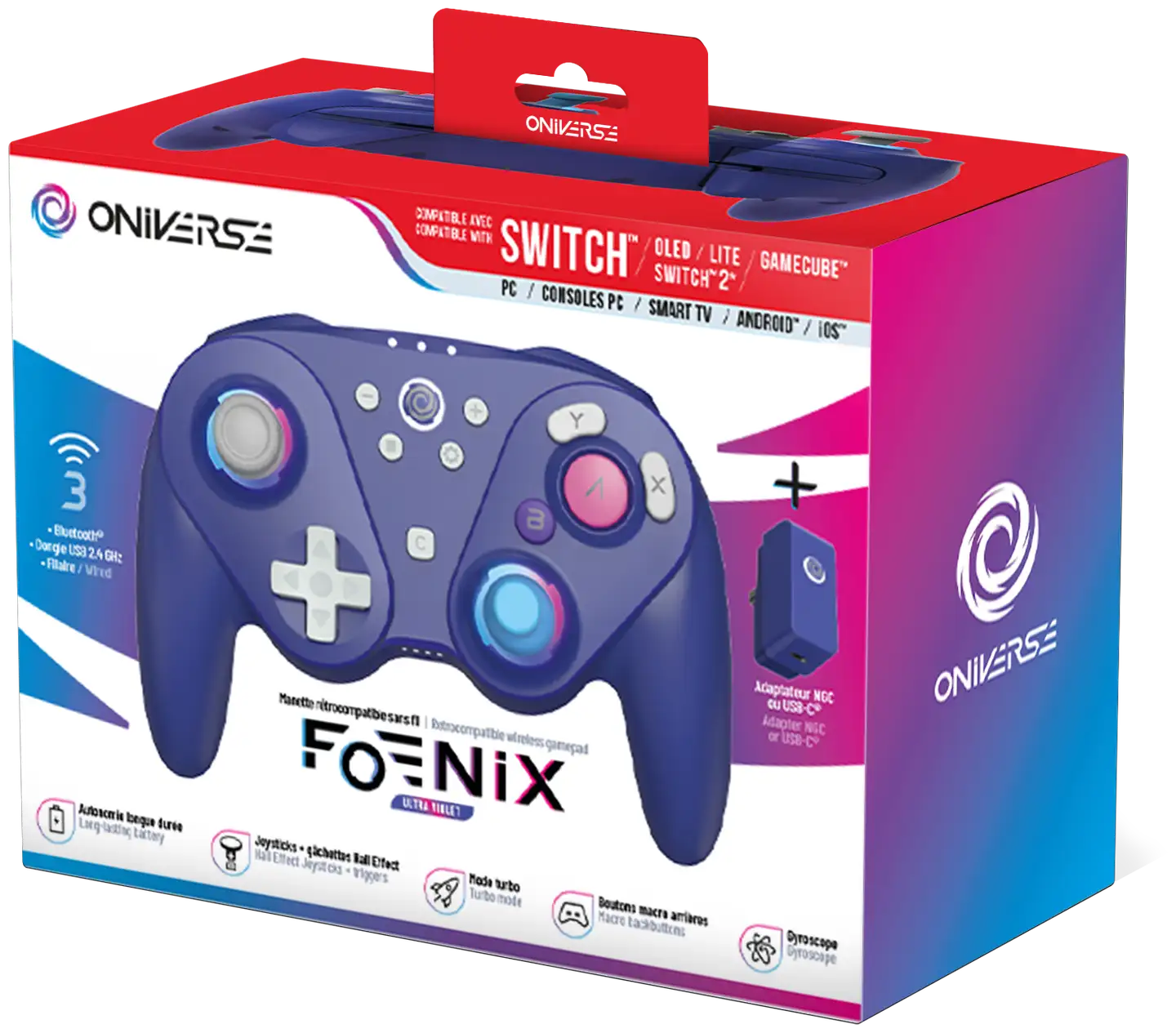 Oniverse Langaton ohjain Nintendo Switch 2 Foenix lila - 5