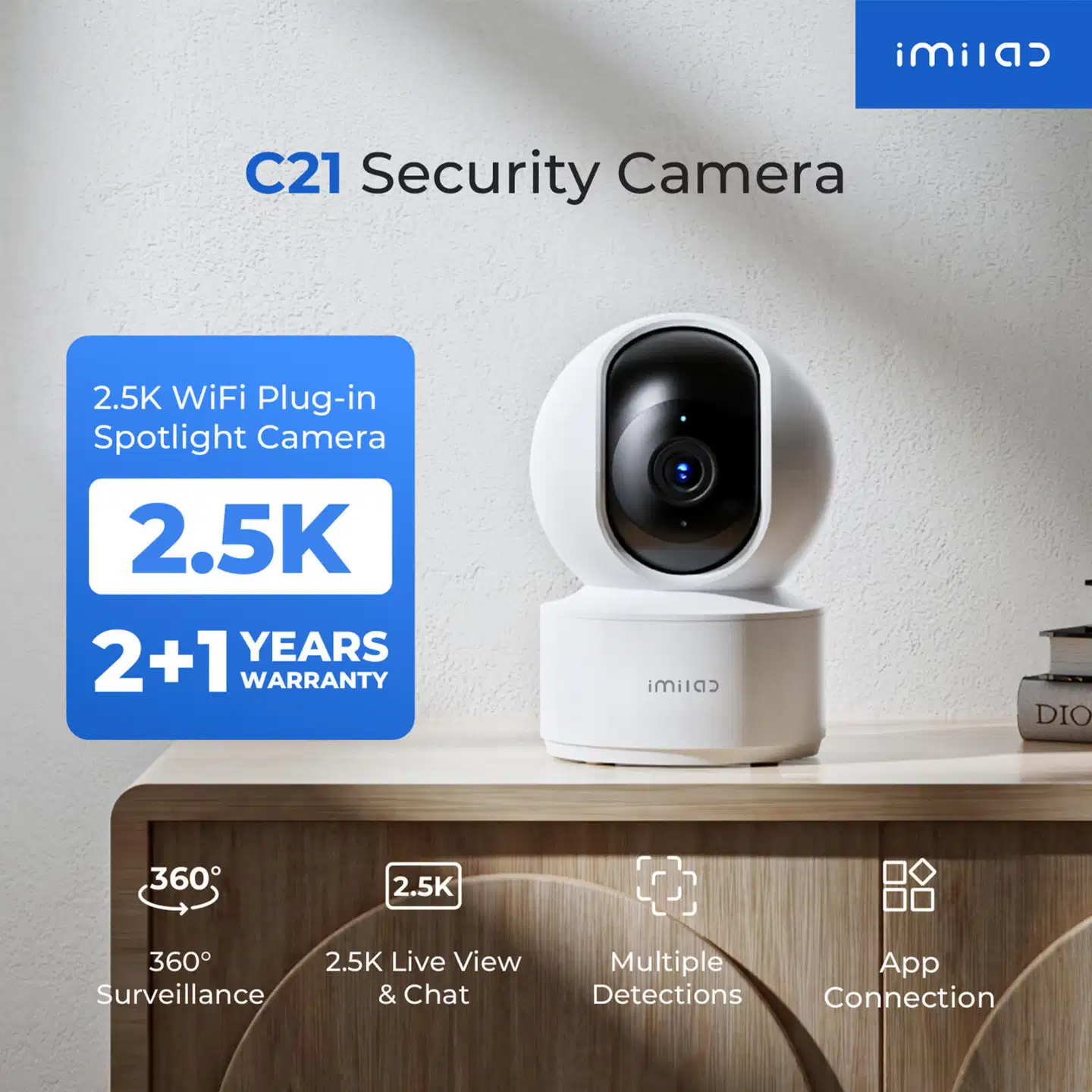Imilab C21 2.5K WiFi -valvontakamera sisäkäyttöön CMSXJ56B - 16