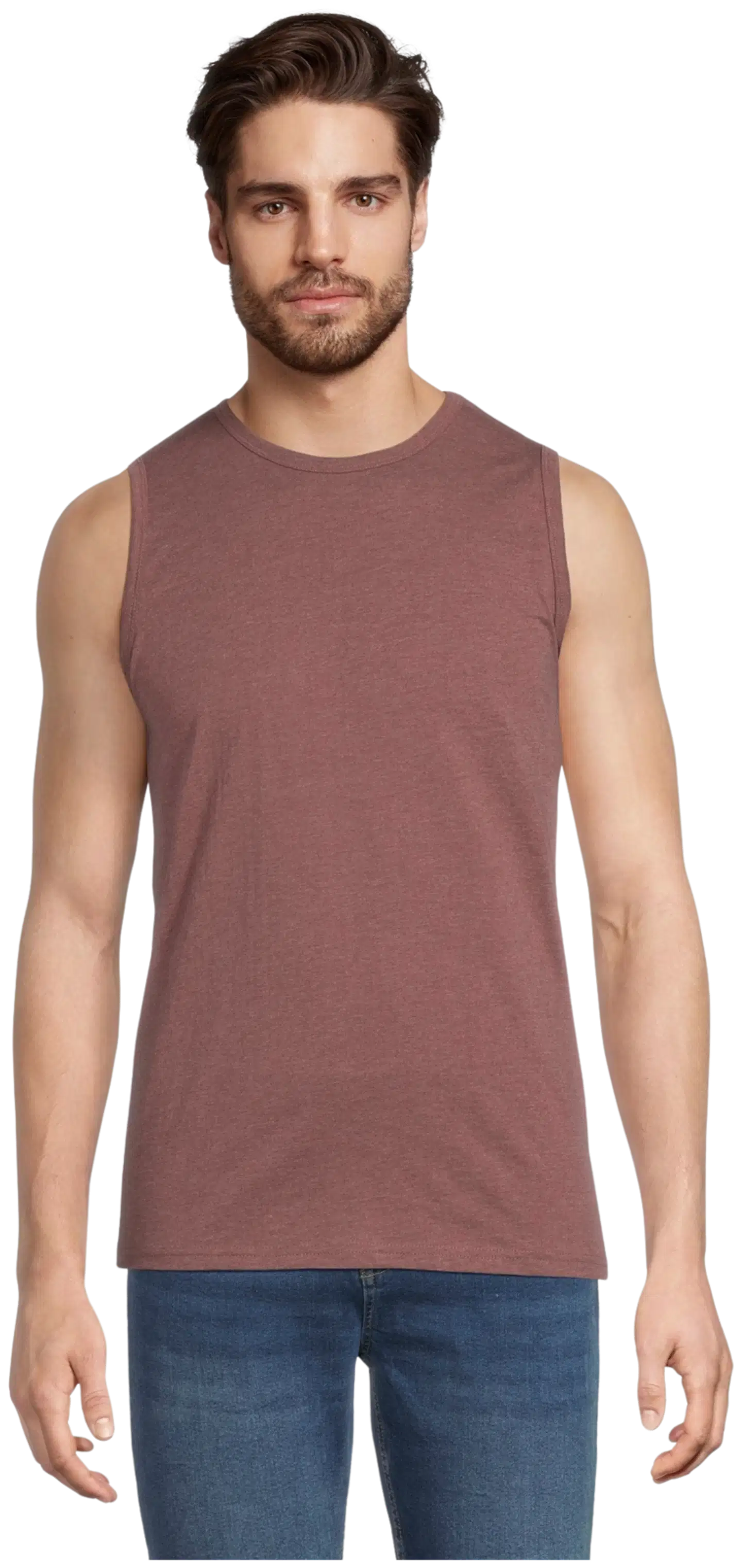 House miesten hihaton t-paita 195HNOS1 - Marron red melange - 1