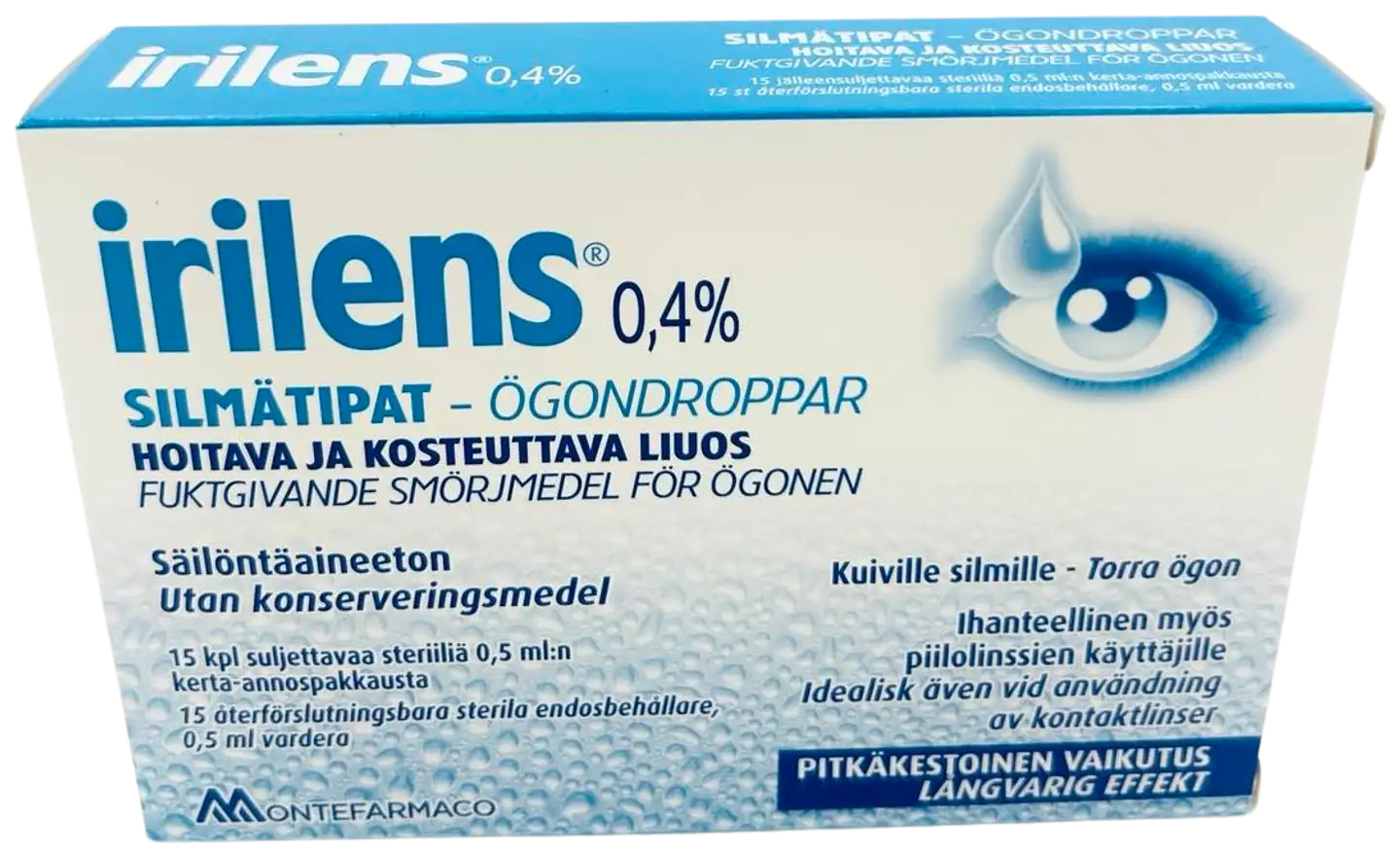 Irilens silmätippapipetti 0,4% hyaluronihappo 15 kpl x 0,5ml