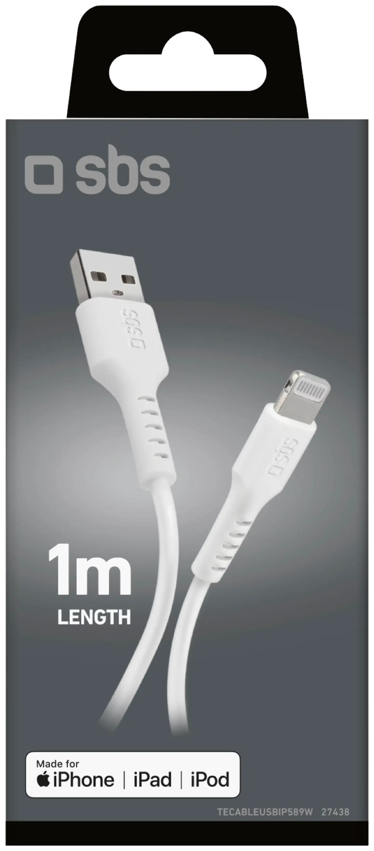 SBS latauskaapeli Usb-A To Lightning 1 M valkoinen - 2