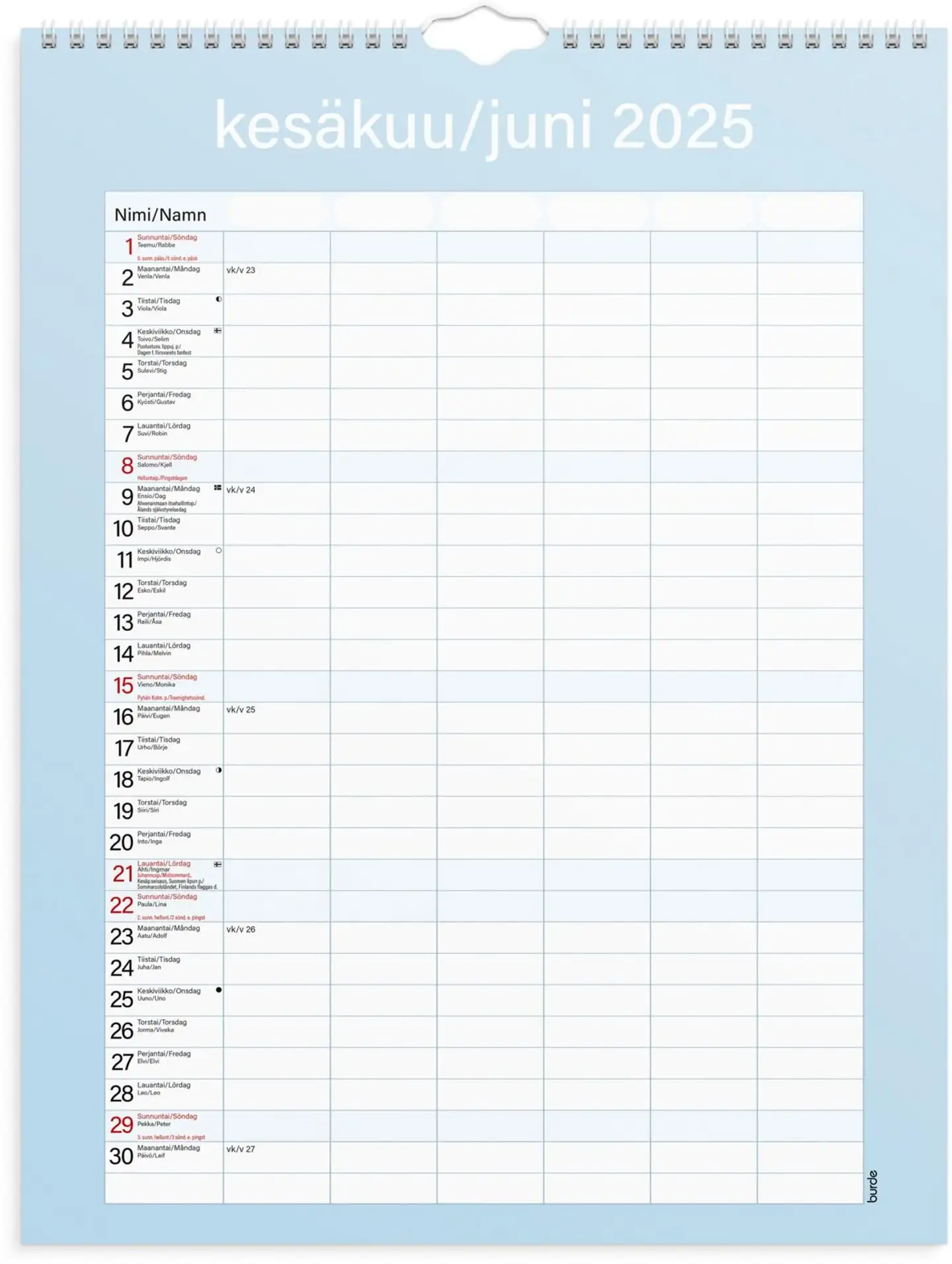 Burde Perhekalenteri 2025 Kätevä - 4