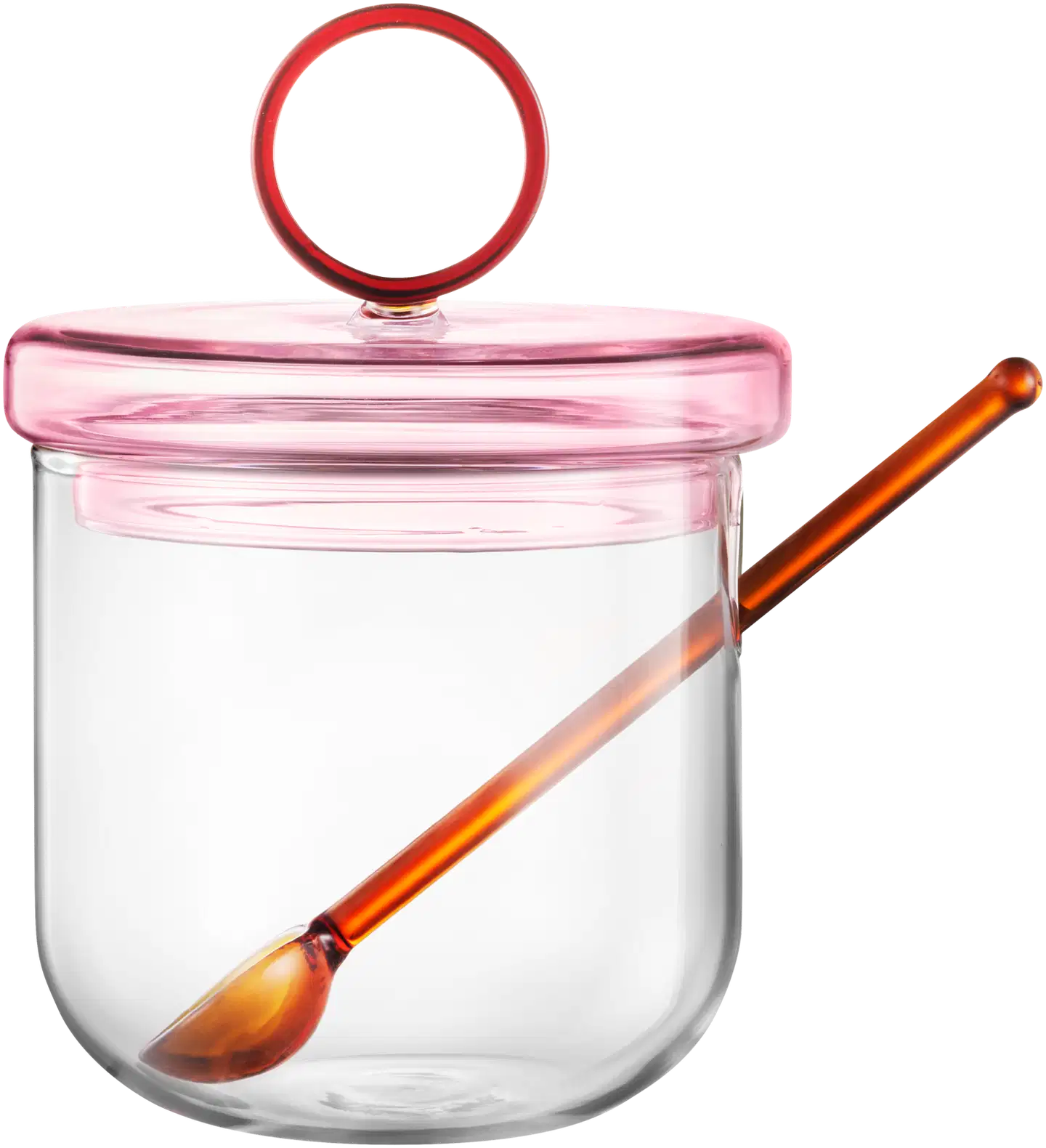 Muurla Loop sokerikko ja lusikka kirkas/pinkki/meripihka 14cm - 2