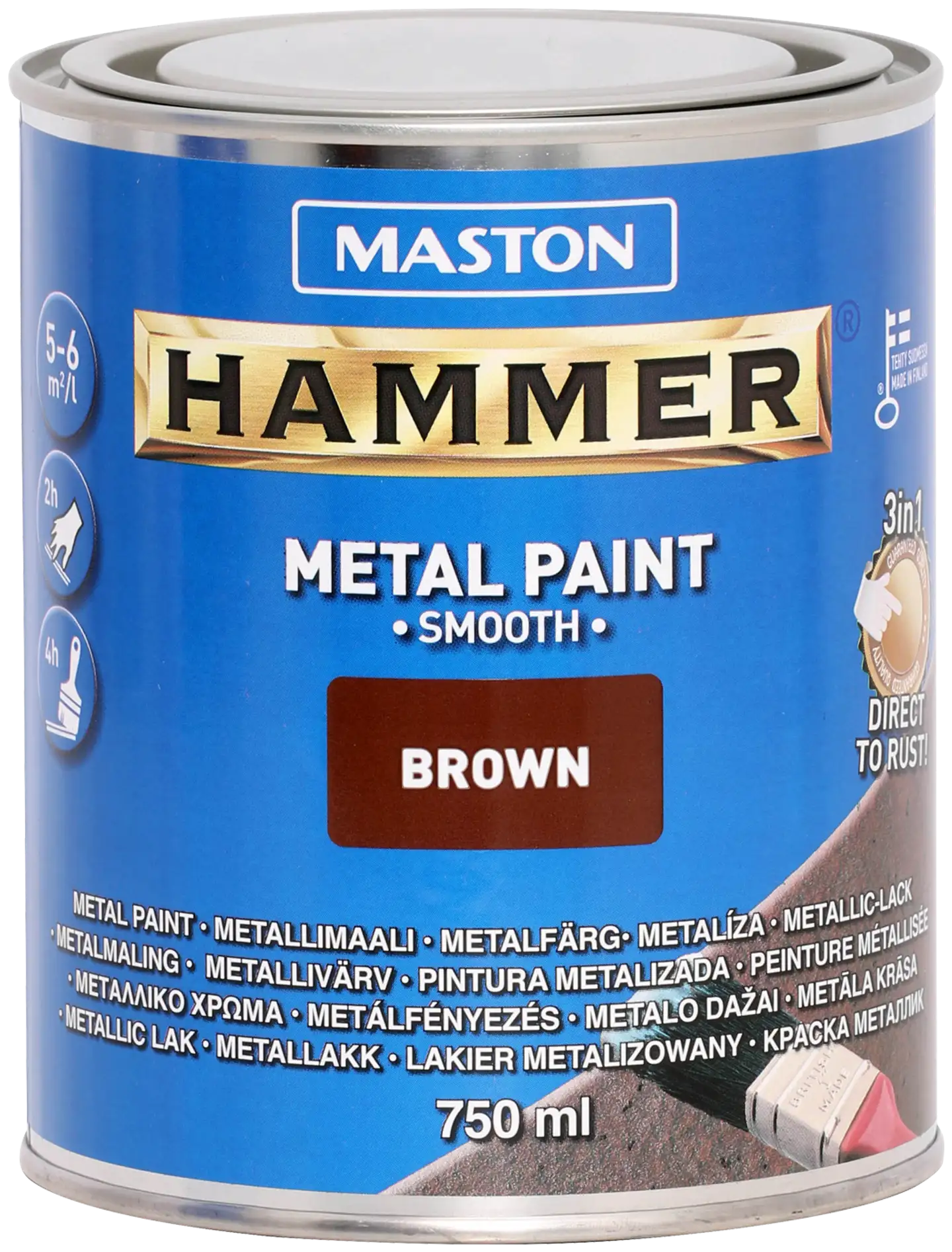 Maston metallimaali Hammer Sileä ruskea 750 ml - 1