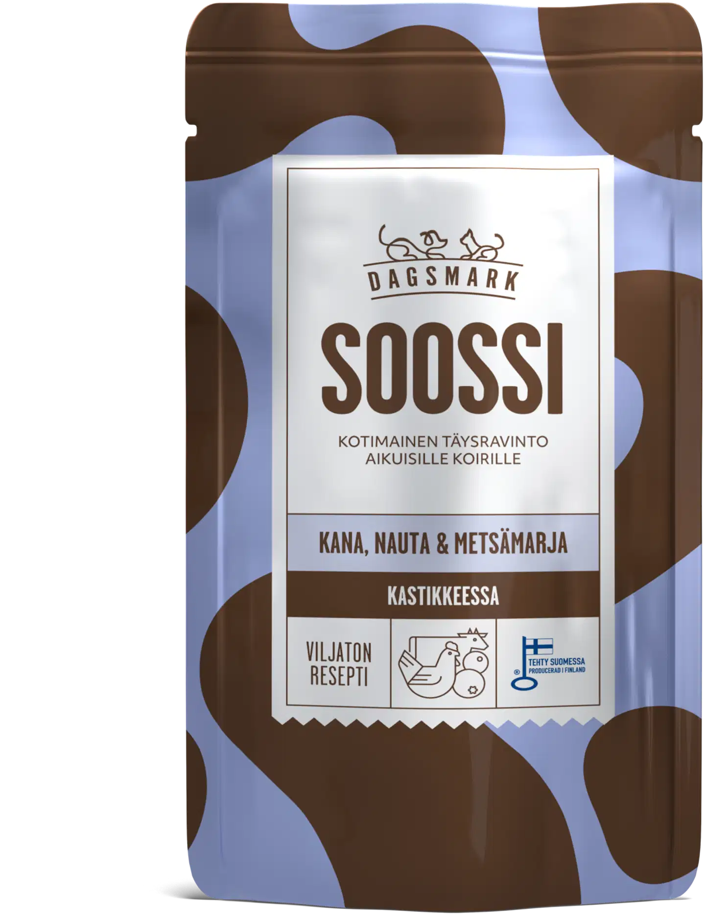 Dagsmark SOOSSI kana, nauta & metsämarja kastikkeessa täysravinto aikuisille koirille 120 g