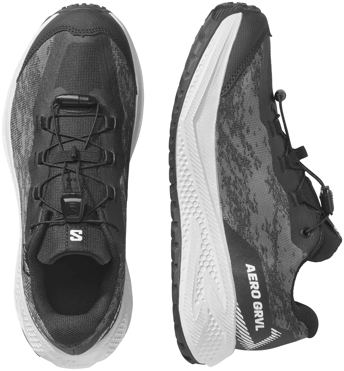 Salomon Aero gravel waterproof junior, vedenpitävä juoksukenkä - Black/White/Black - 6