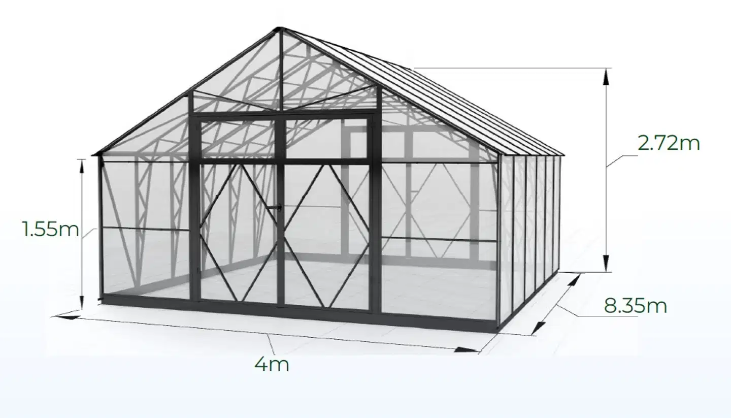 Ecoslider kasvihuone DD 4.0 X 8.35 - 4
