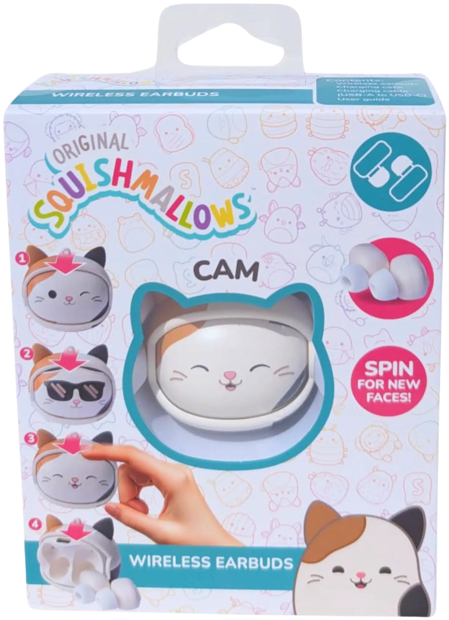 Squishmallows langattomat nappikuulokkeet Spin Cam - 5