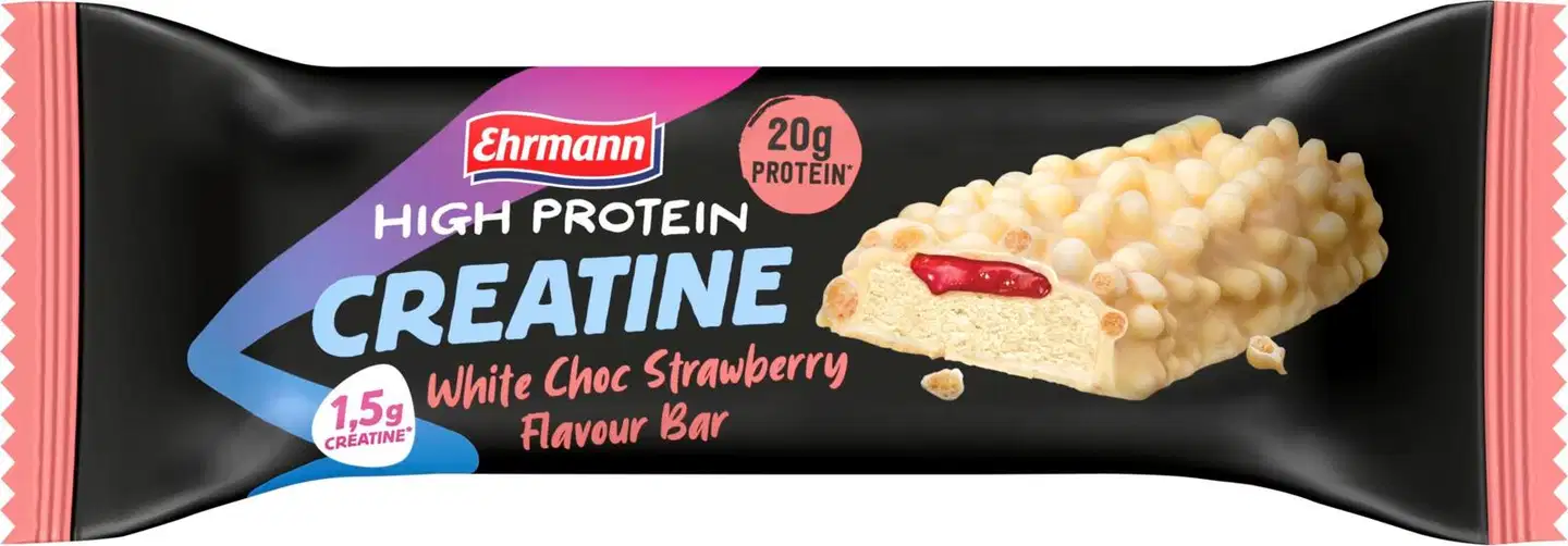 Ehrmann High Protein kreatiini patukka valkosuklaan ja mansikanmakuinen 60 g