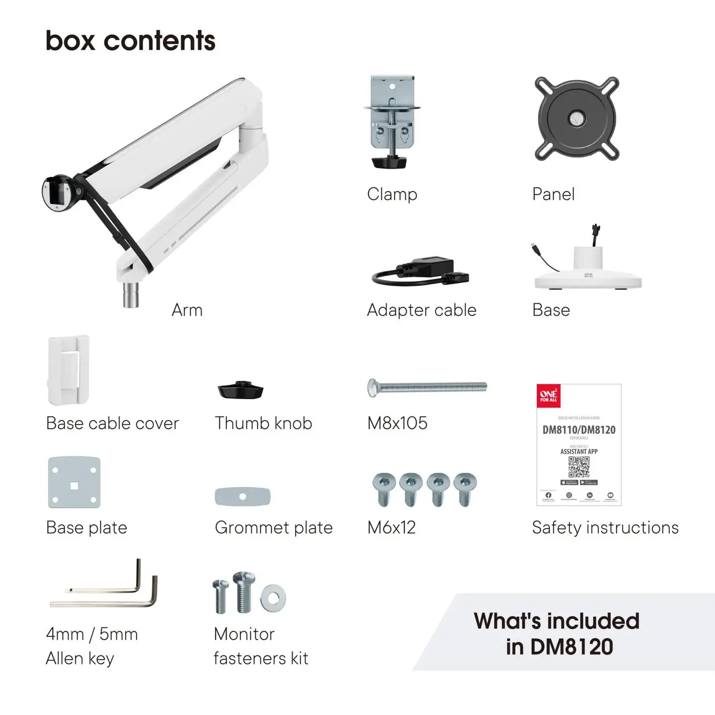One For All DM8120 RGB Monitorivarsi, valkoinen - 11