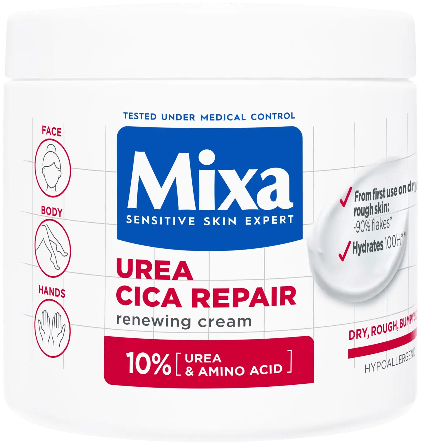 Mixa Urea Cica Repair Renewing Cream Ihoa uudistava voide kuivalle ja karhealle iholle 400ml - 1