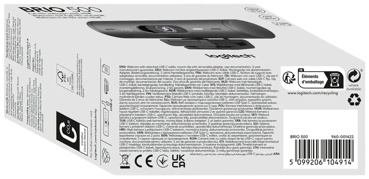 Logitech Webbikamera Brio 500 Full HD - grafiitti - 6