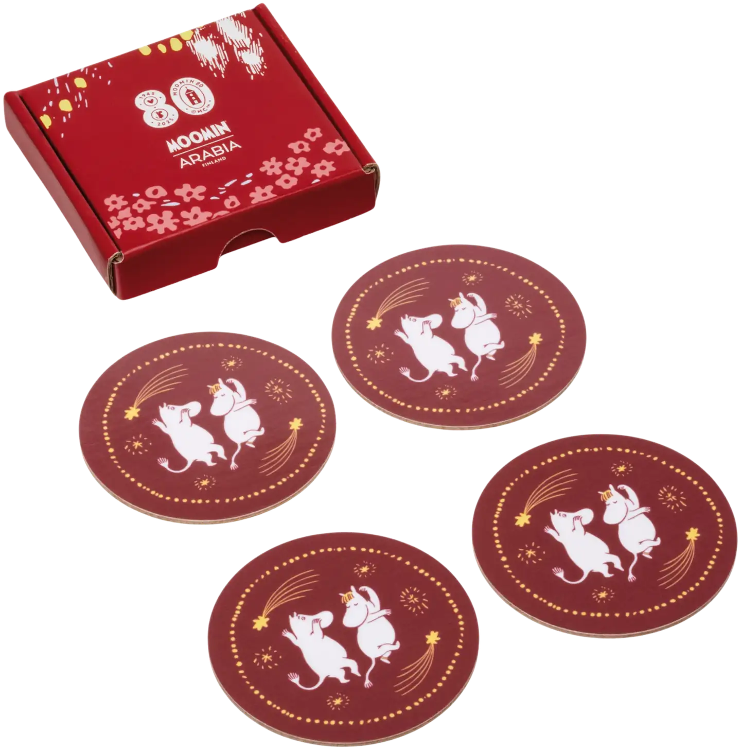 Moomin Arabia lasinaluset 4 kpl Muumi Juhlan Aika - 2