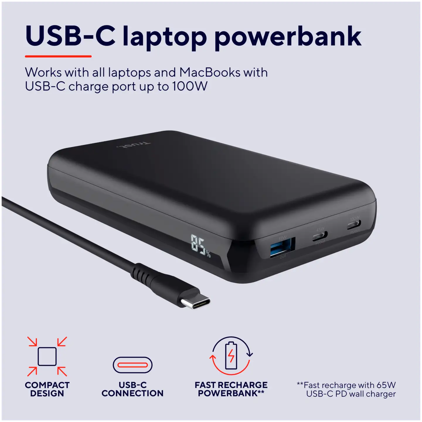 Trust Varavirtalähde Laro 100w USB-C - 12