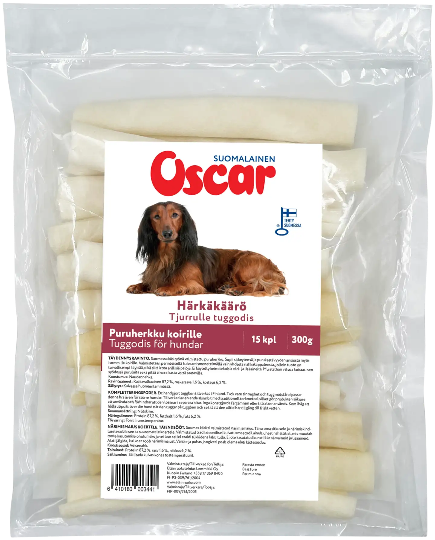 Oscar Härkäkäärö puruherkku 300 g (15 kpl), koirille