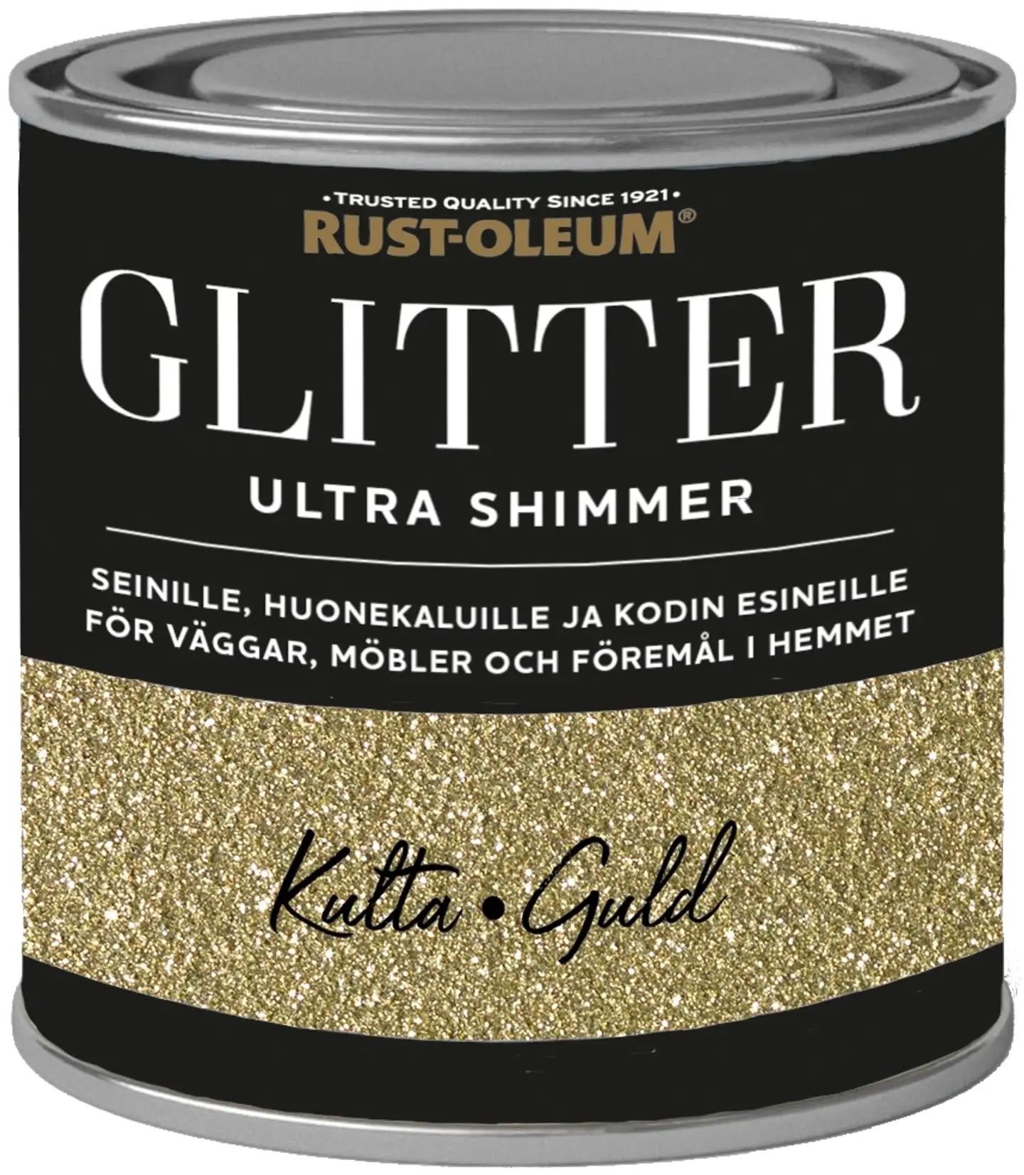 Rust-Oleum 250ml glitter-seinämaali runsaspigmenttinen vesiohenteinen kullanvärinen - 1