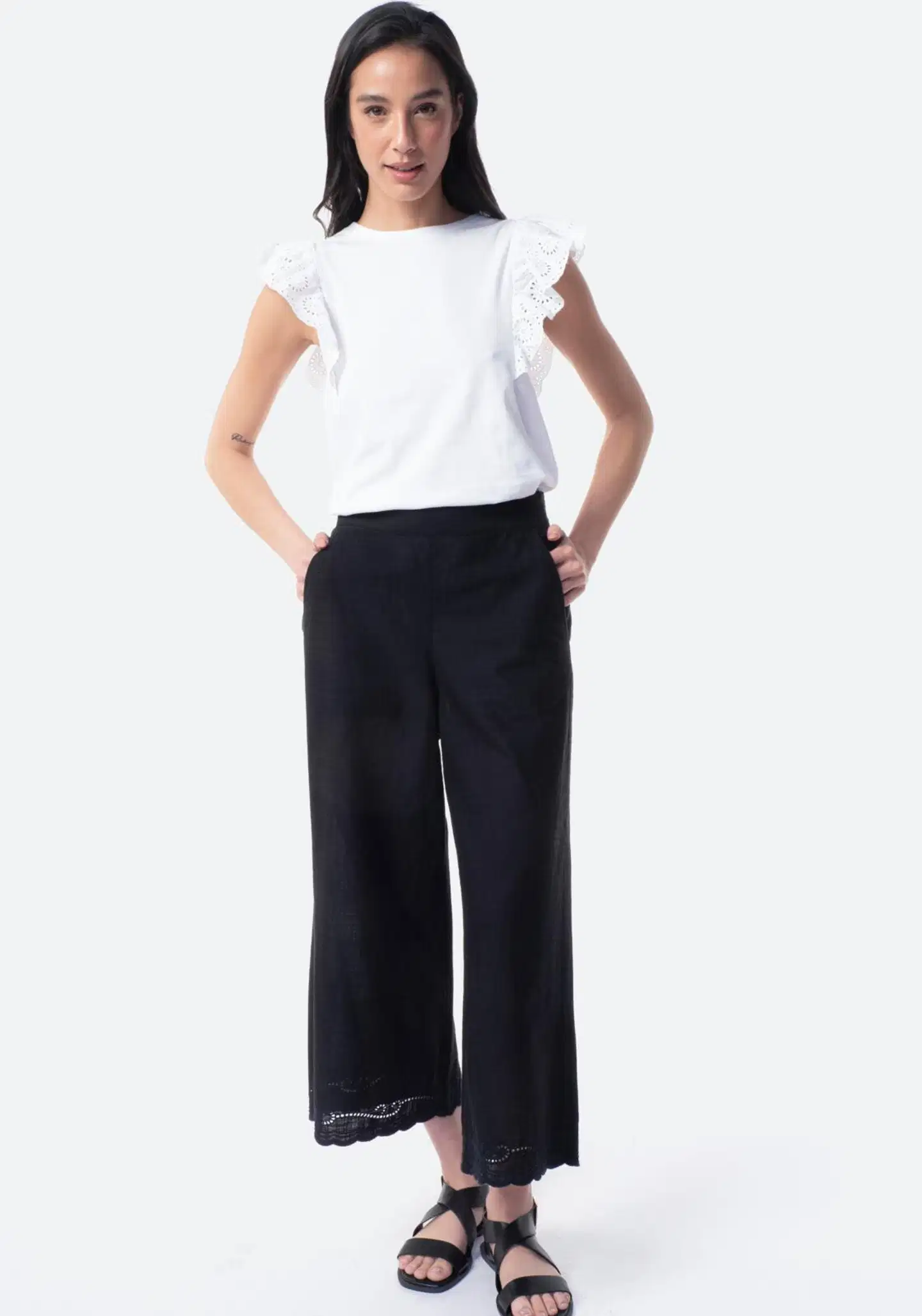 TEX naisten frillatoppi I282731 - WHITE 1 - 1