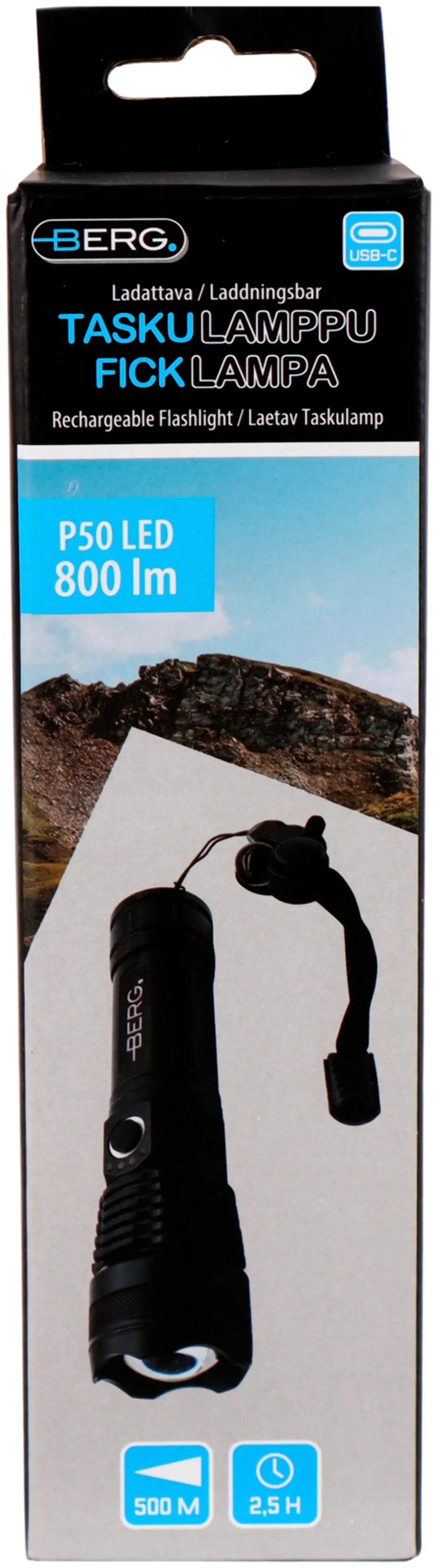 Berg taskulamppu ladattava P50 LED 800lm Hybridi, alumiini, focus - 4