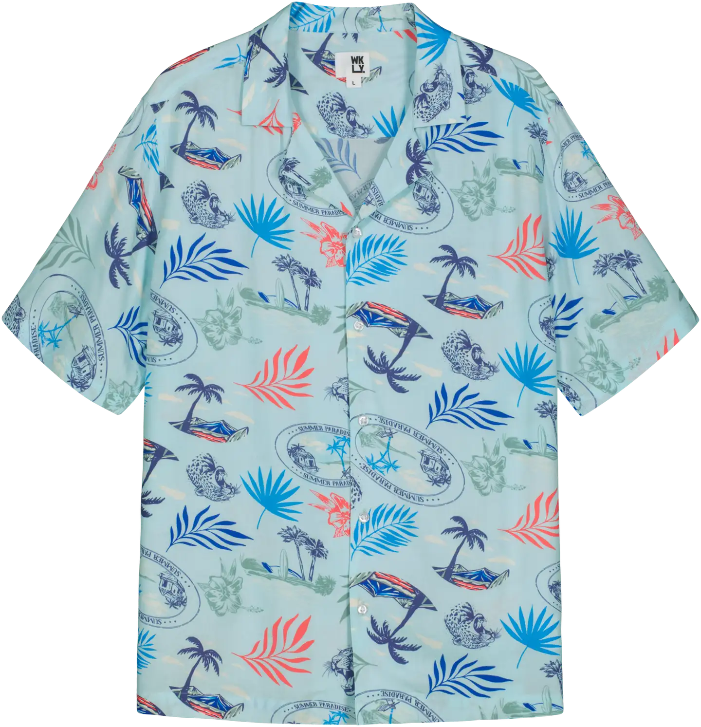 WKLY. miesten lyhythihainen Hawaii-paita 194W152509 - Light Blue - 1