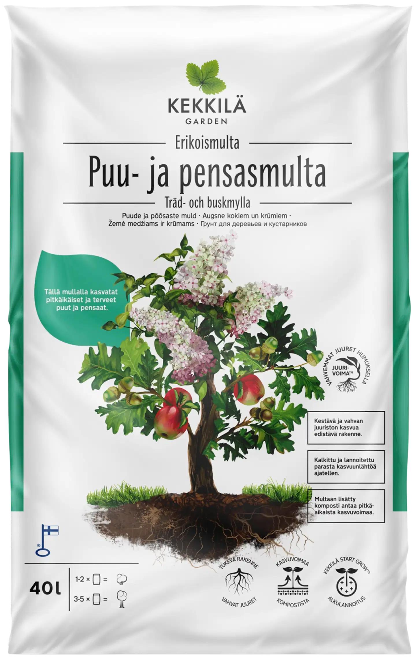 Kekkilä Puu- ja pensasmulta 40 l, lava 70 säkkiä - 2