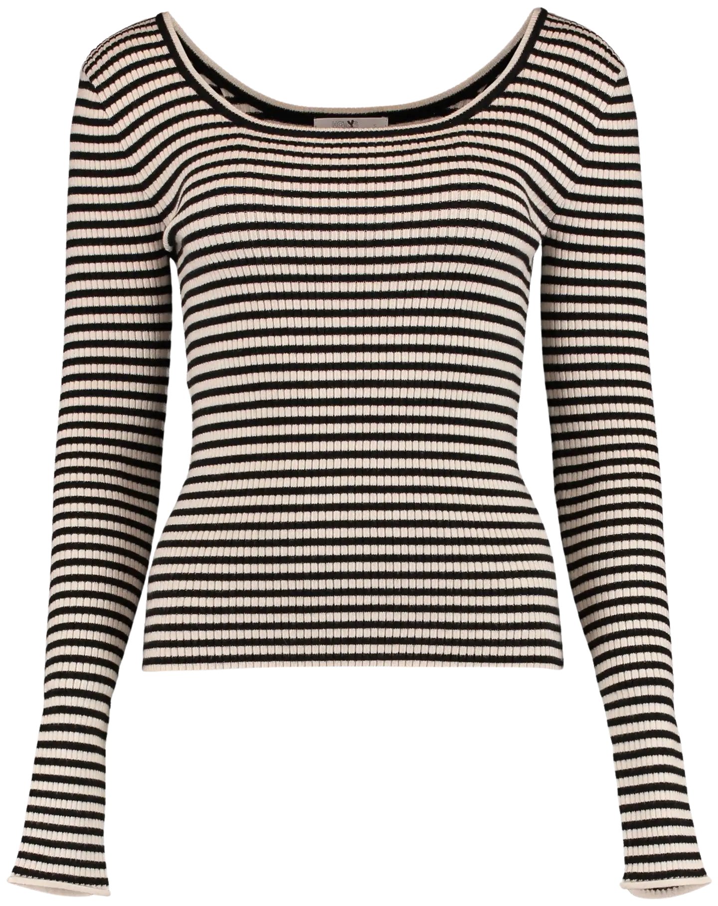 Hailys naisten raidallinen ribbineule Runa - beige/black stripe - 1