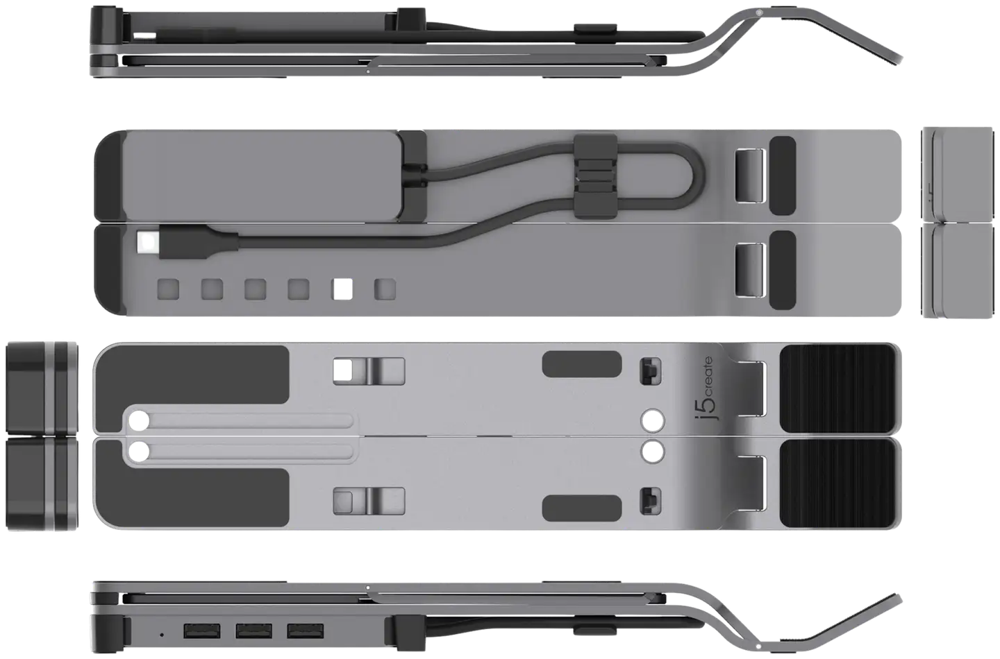 J5 Create kannettavan tietokoneen jalusta 4 x USB jakajalla - 2