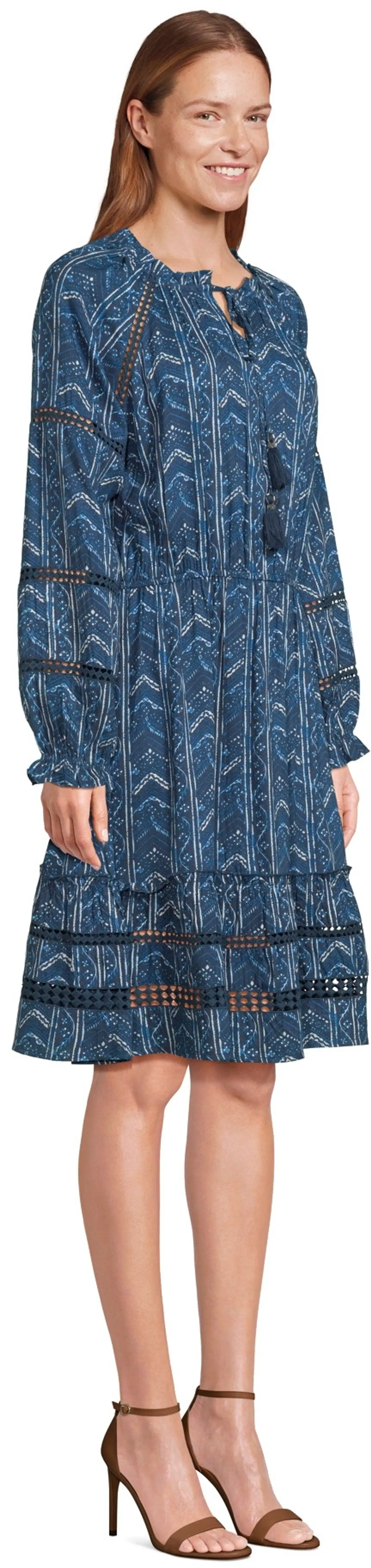Margaux Riviera naisten lyhyt kuviollinen frillahelmainen mekko SOK-001A - BLUE - 4