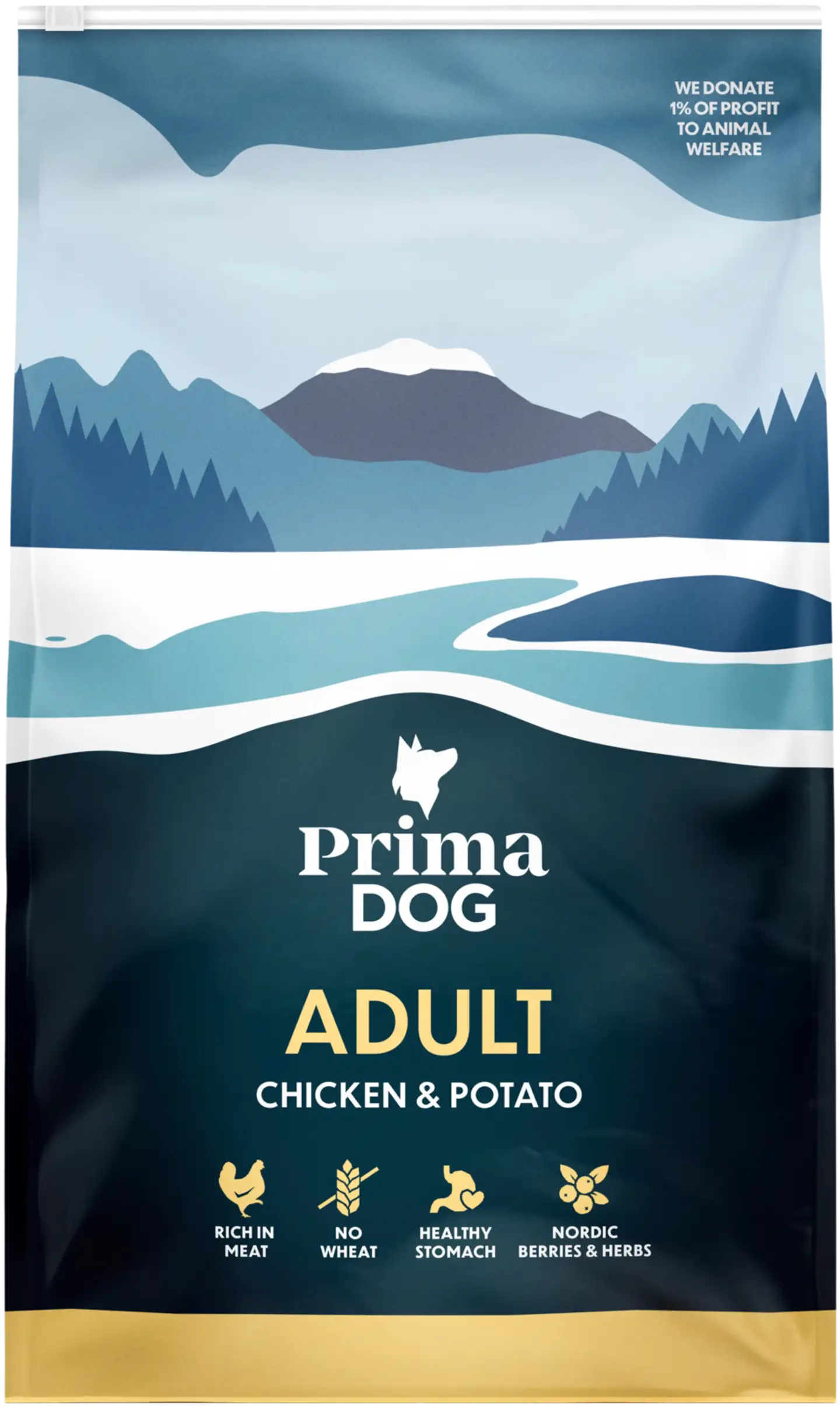 PrimaDog Kana-Peruna kaikille aikuisille koirille 3 kg