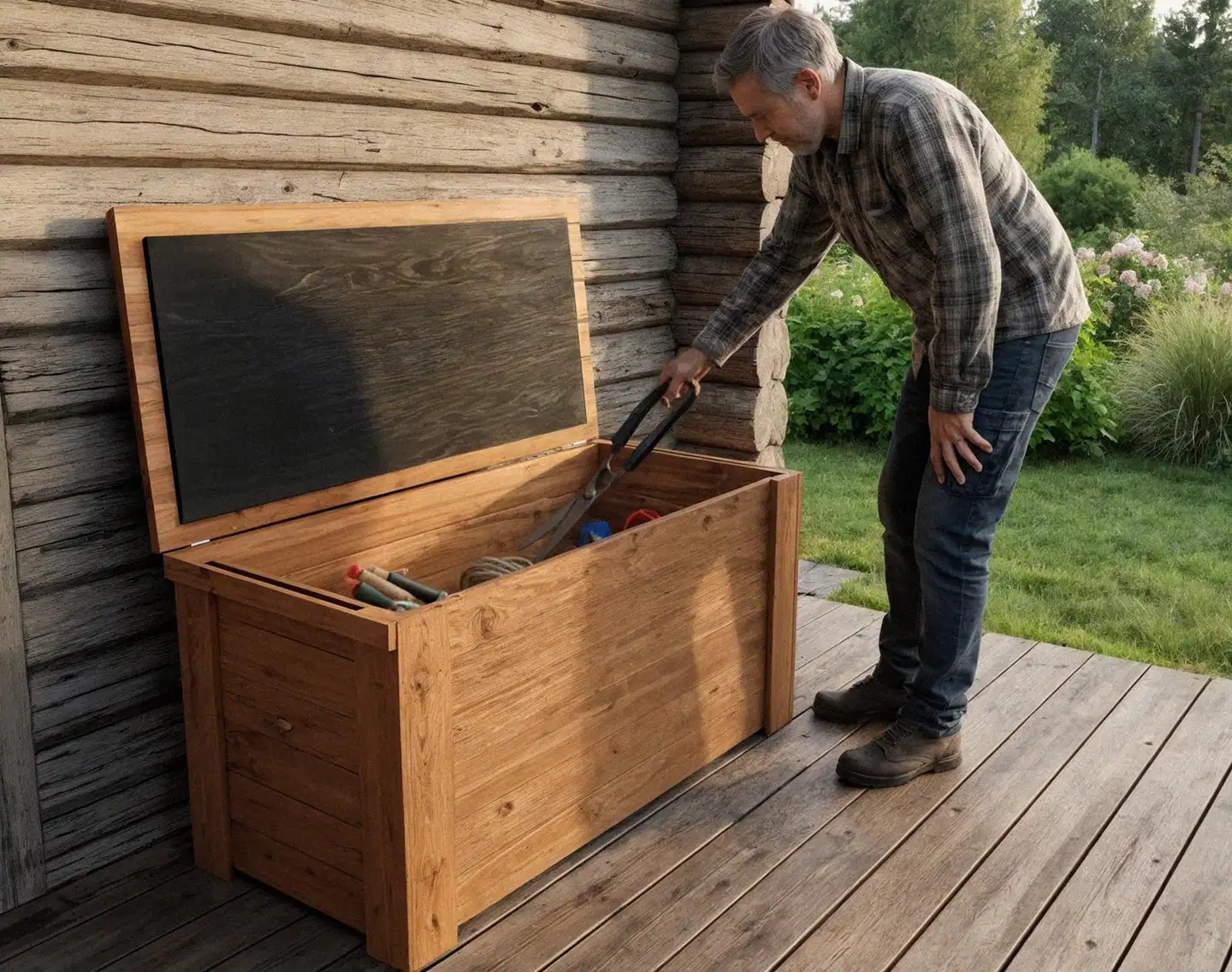 Piha-arkku, luonnon ruskea 57x61x130cm - 4