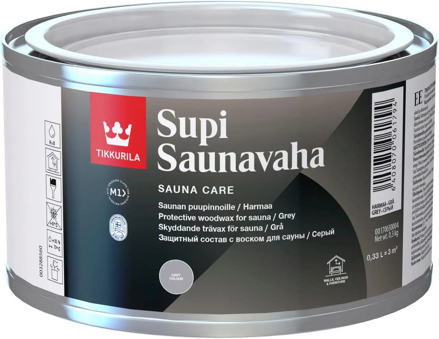 Tikkurila Supi saunavaha 0,33l harmaa