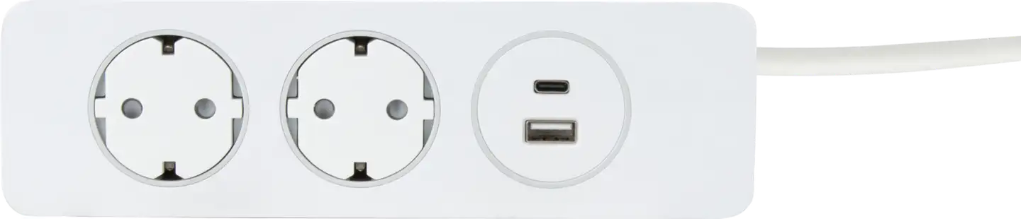 Gelia jatkojohto 2+1+1 kombi pure push 2m 2xsuko+1xUSB-A+1xUSB-C valkoinen - 3