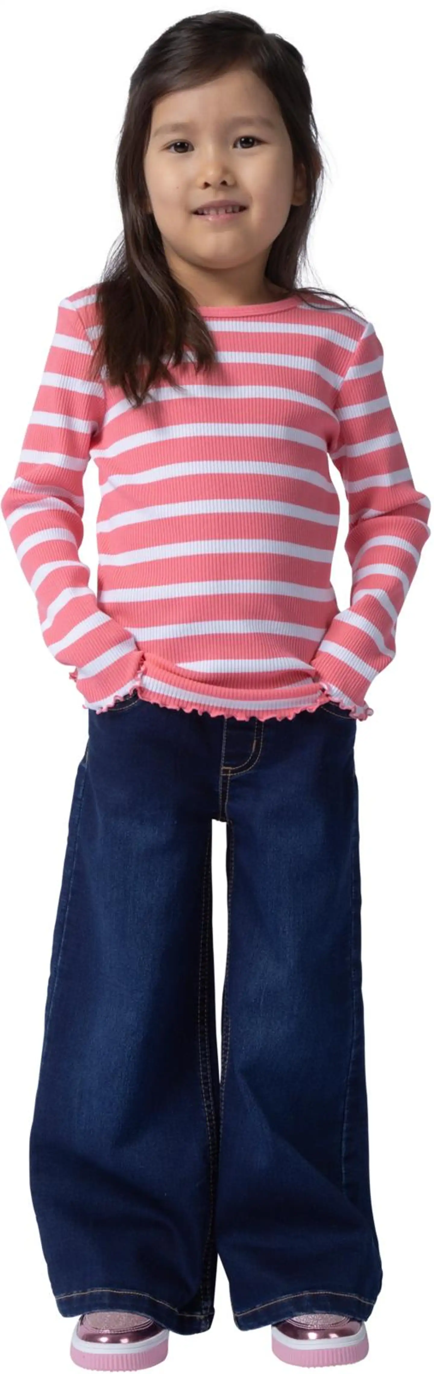 Ciraf lasten rib trikoopaita 25tc260212 - Pink stripes - 7