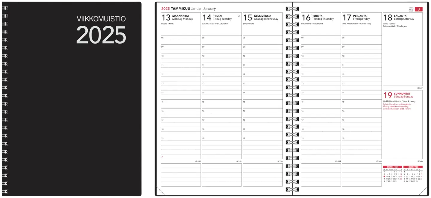 CC Kalenterit Pöytäkalenteri Viikkomuistio-vuosipaketti 2025