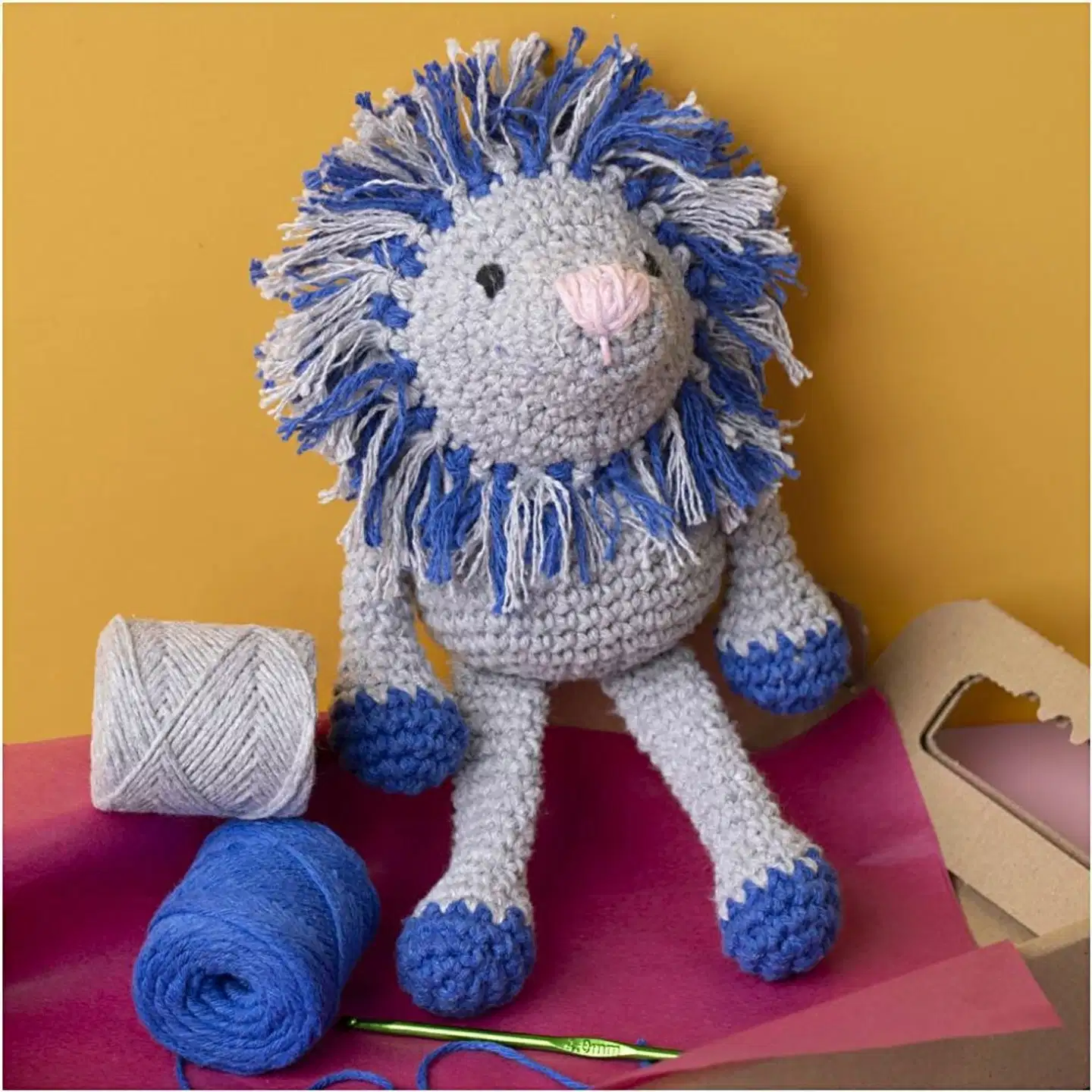 Amigurumi Askartelusetti, Leijona, laivastonsininen, vaaleanharmaa, 1pkk/ 1 pkt - 5