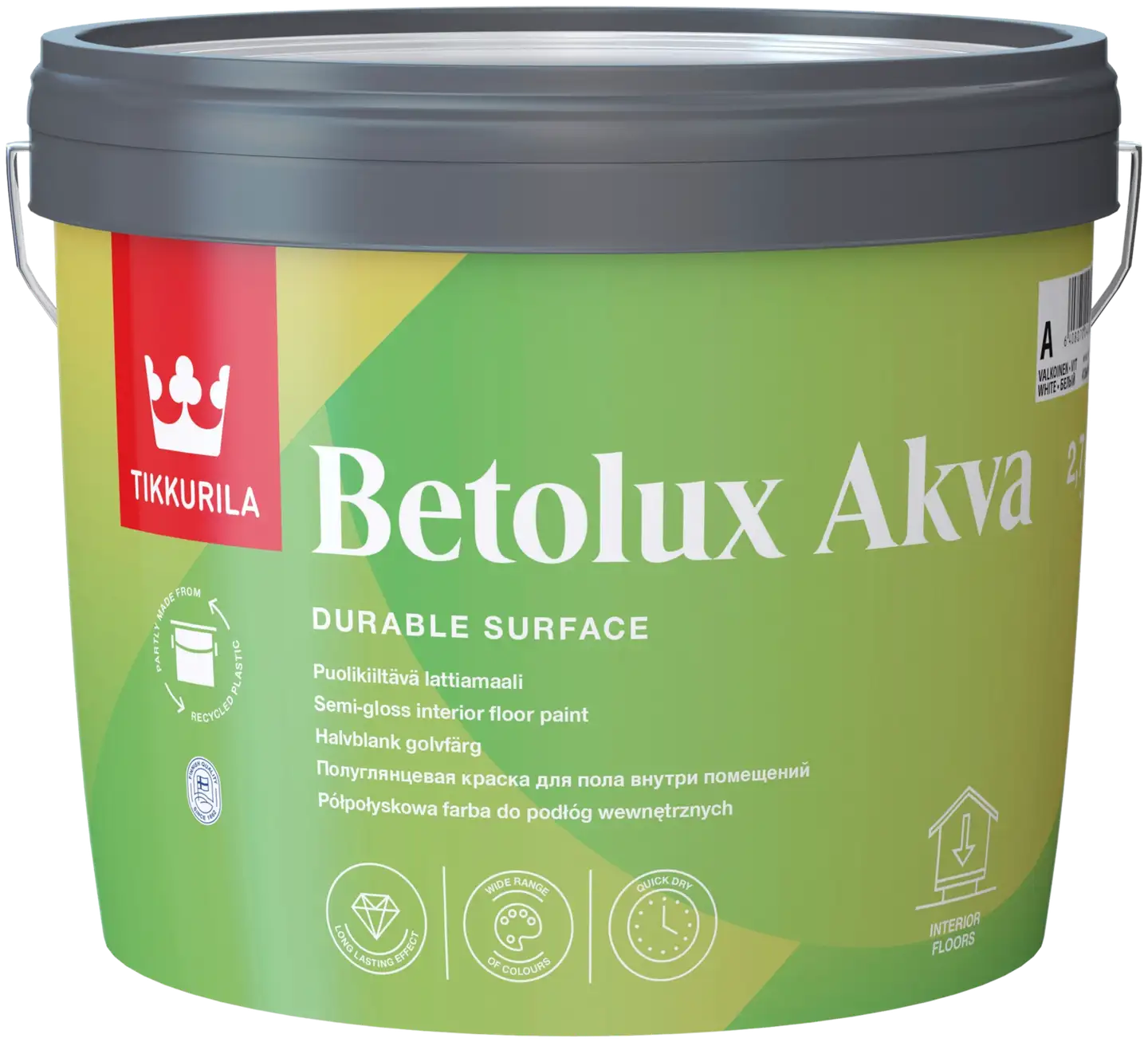 Tikkurila lattiamaali Betolux Akva 2,7 l C sävytettävä puolikiiltävä