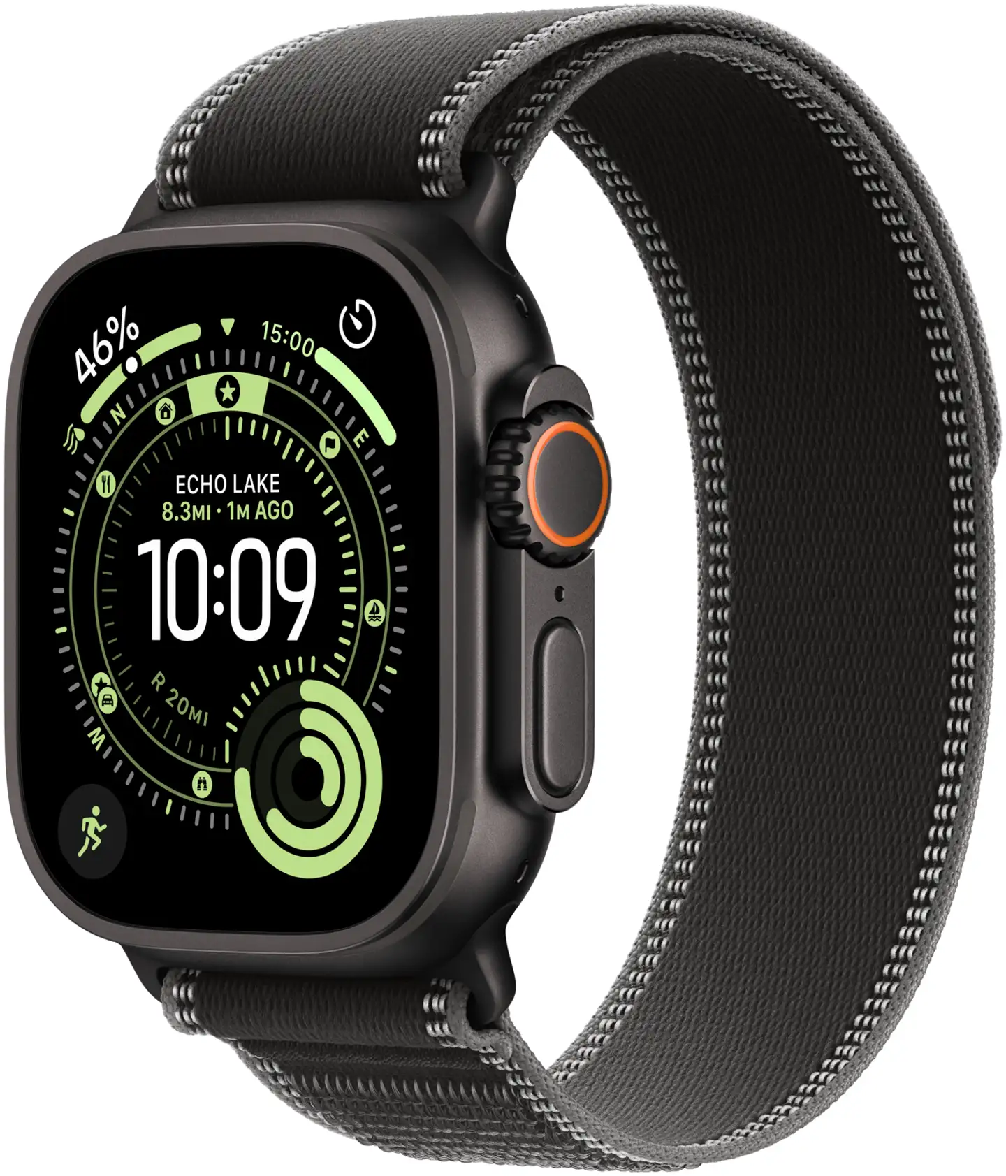 Apple Watch Ultra 3 GPS + Cellular 49mm mustatitaani kotelo, musta/harmaa Trail ranneke - S/M - MF1D4KS/A - 2