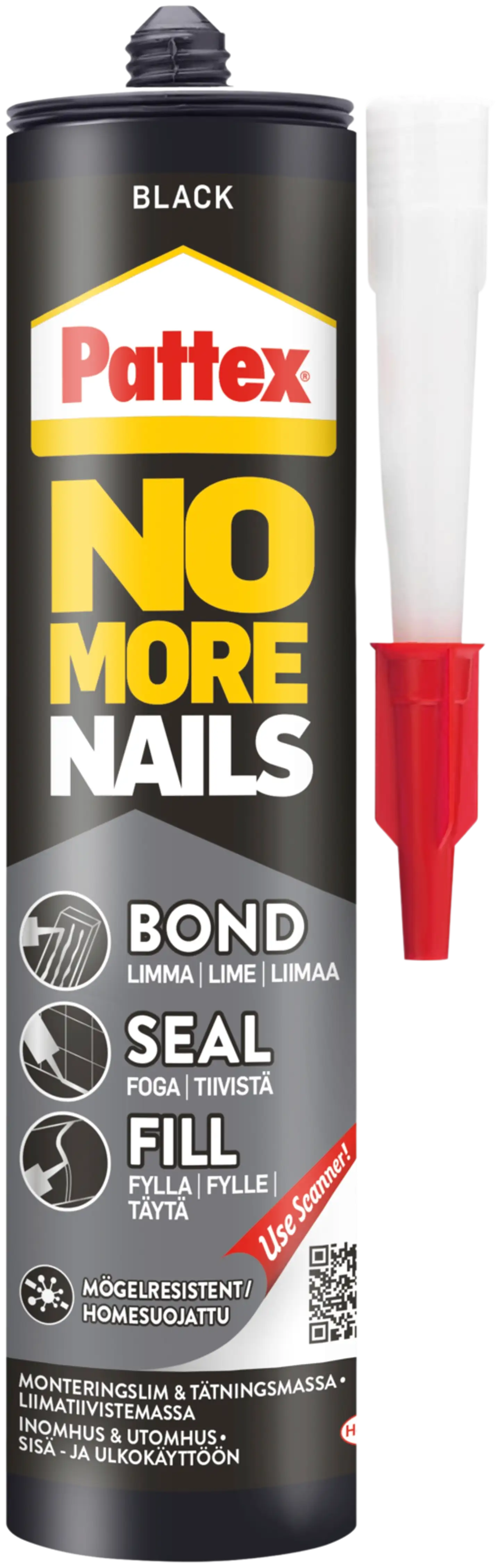 Pattex liimatiivistemassa 280ml NoMoreNails Bond-Seal-Fill musta - 1