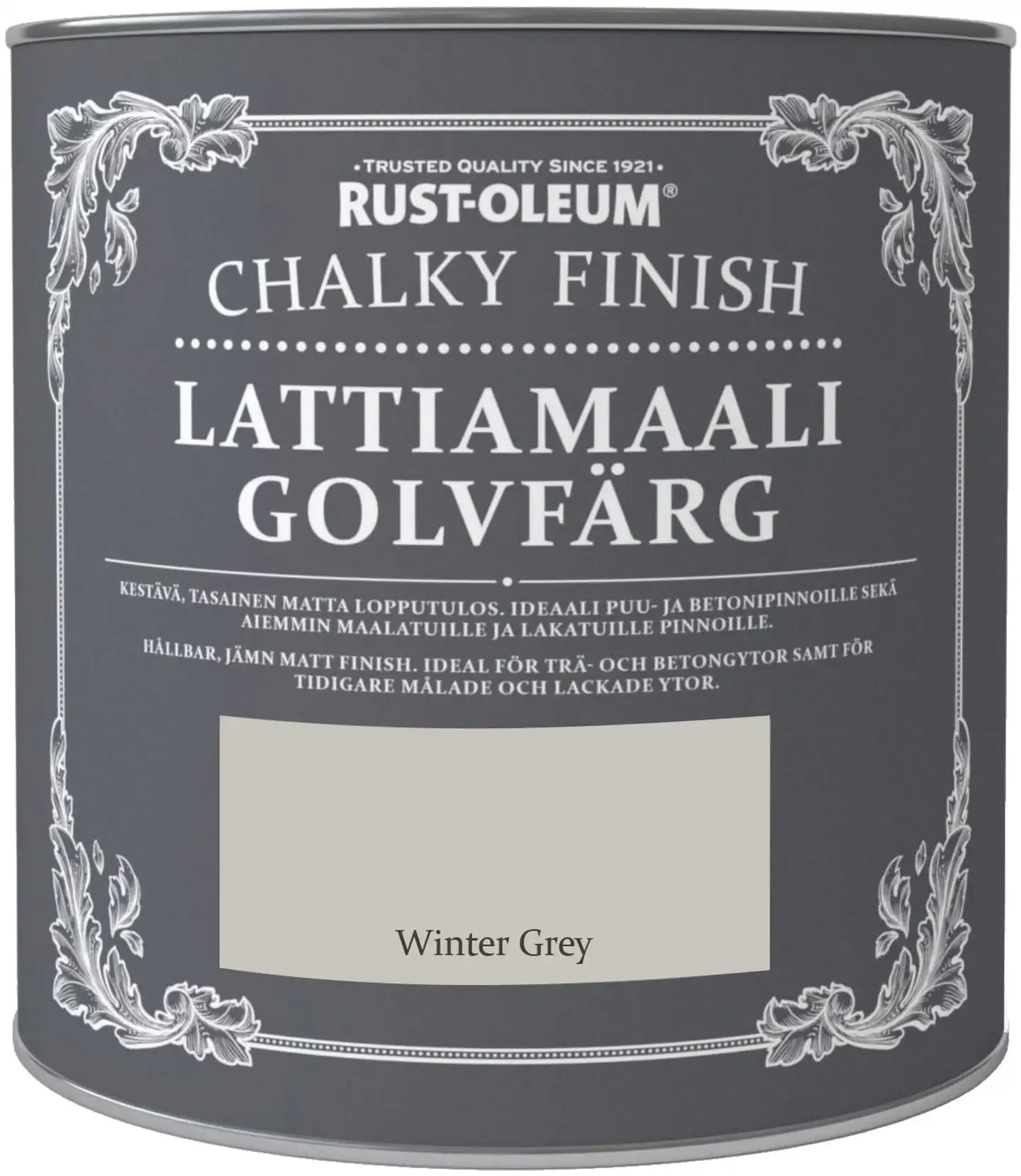 Rust-Oleum Chalky Finish 2,5l lattiamaali vesiohenteinen harmaa