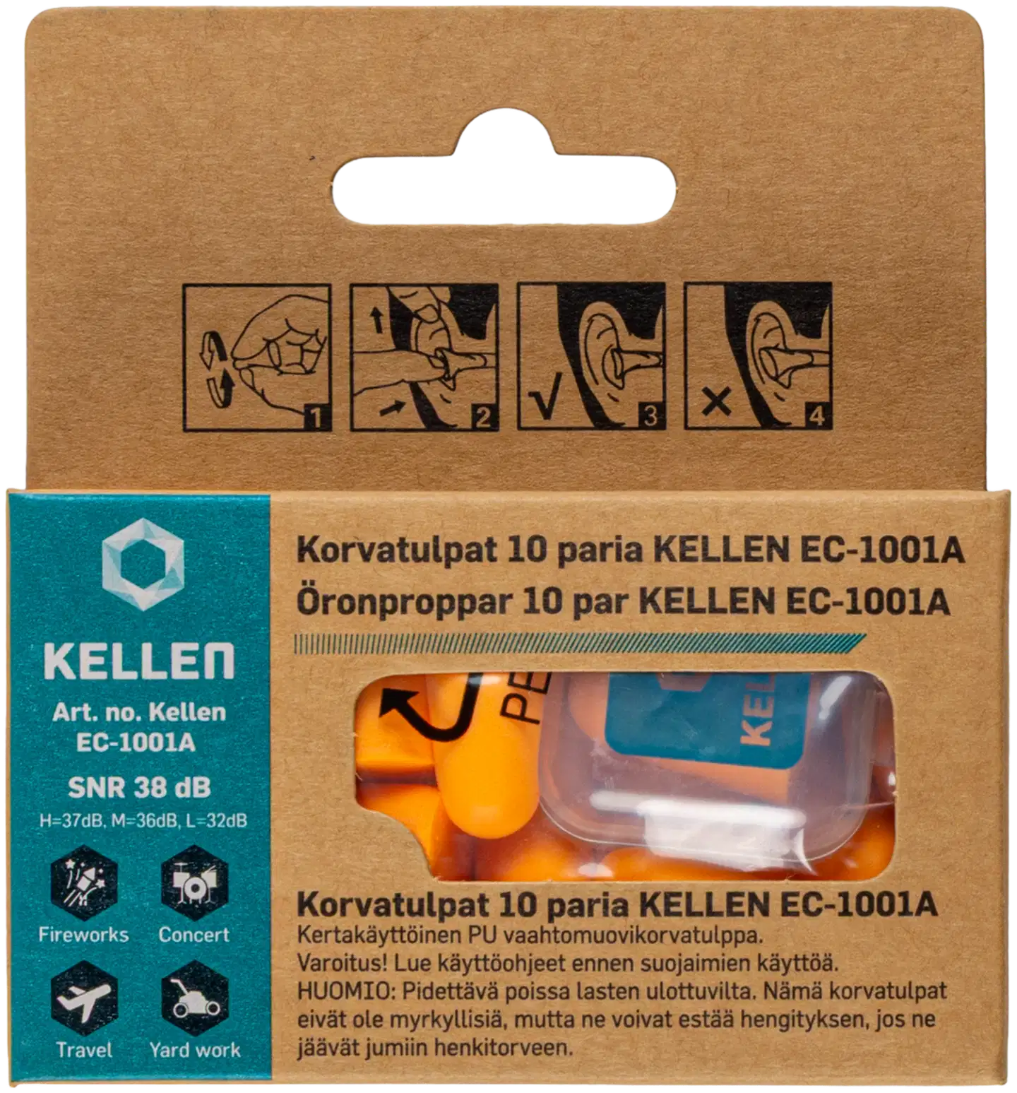 Kellen korvatulpat EC-1001A 10 paria