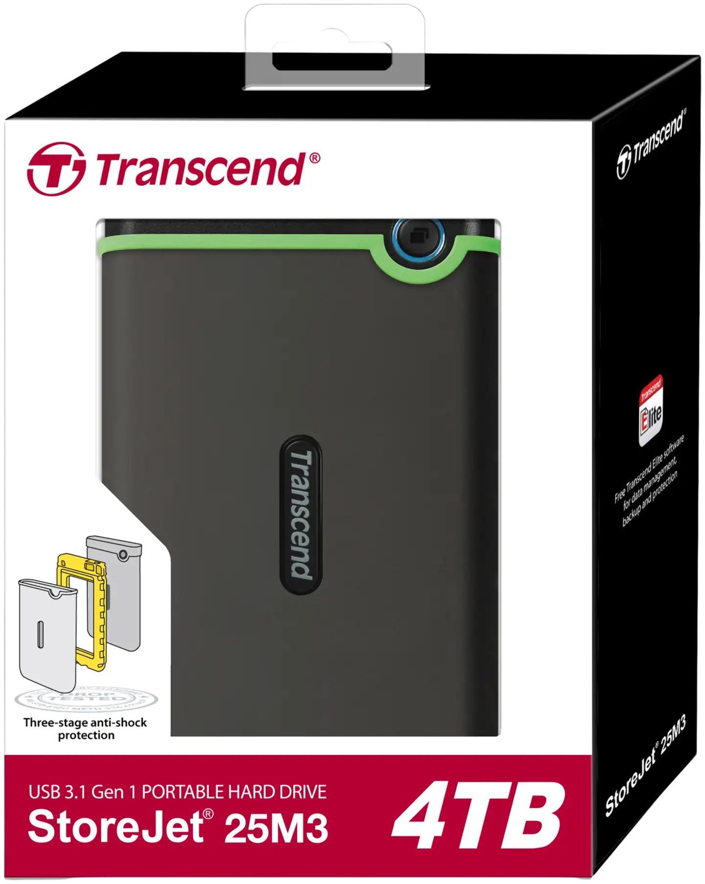 Transcend ulkoinen kolhusuojattu kovalevy 4TB USB - 3