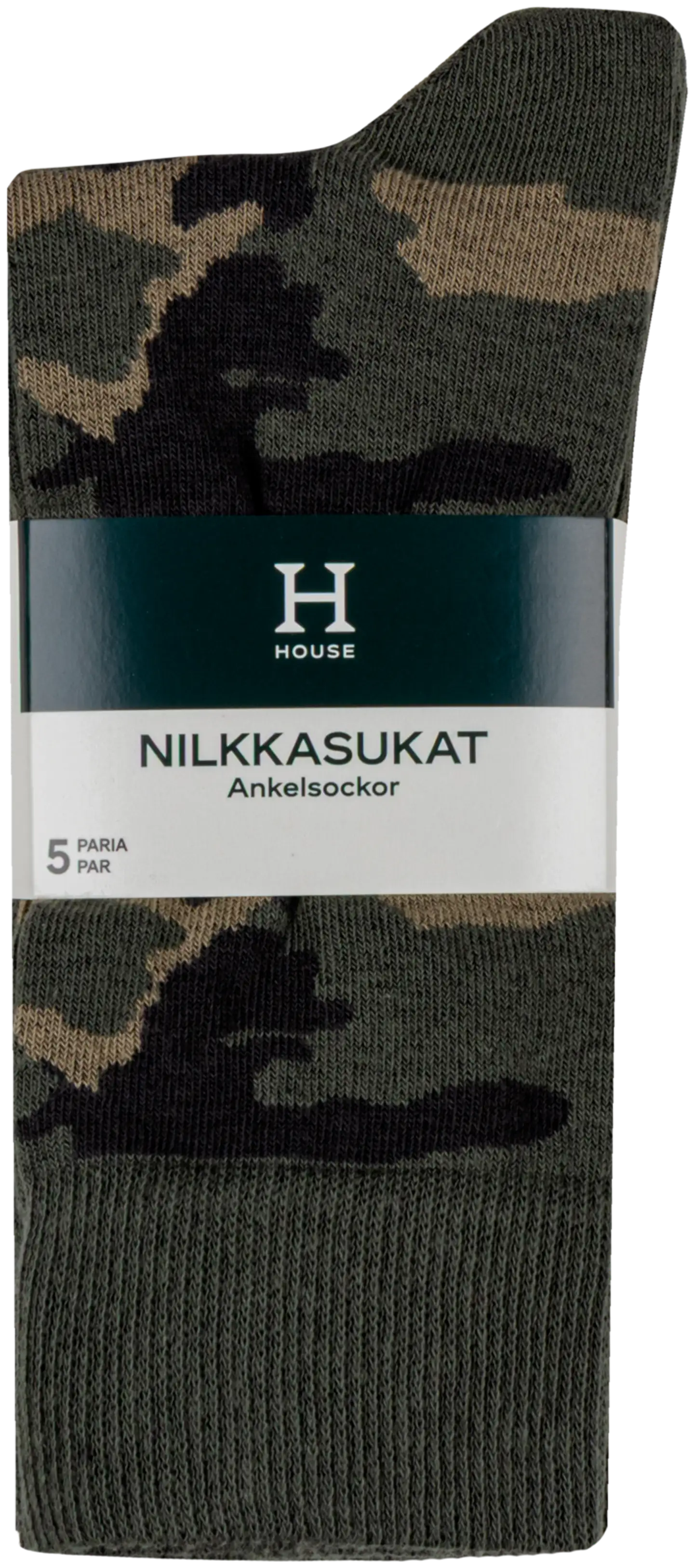 House miesten nilkkasukat camo 193H322511 5-pack - Khaki/graphite - 2